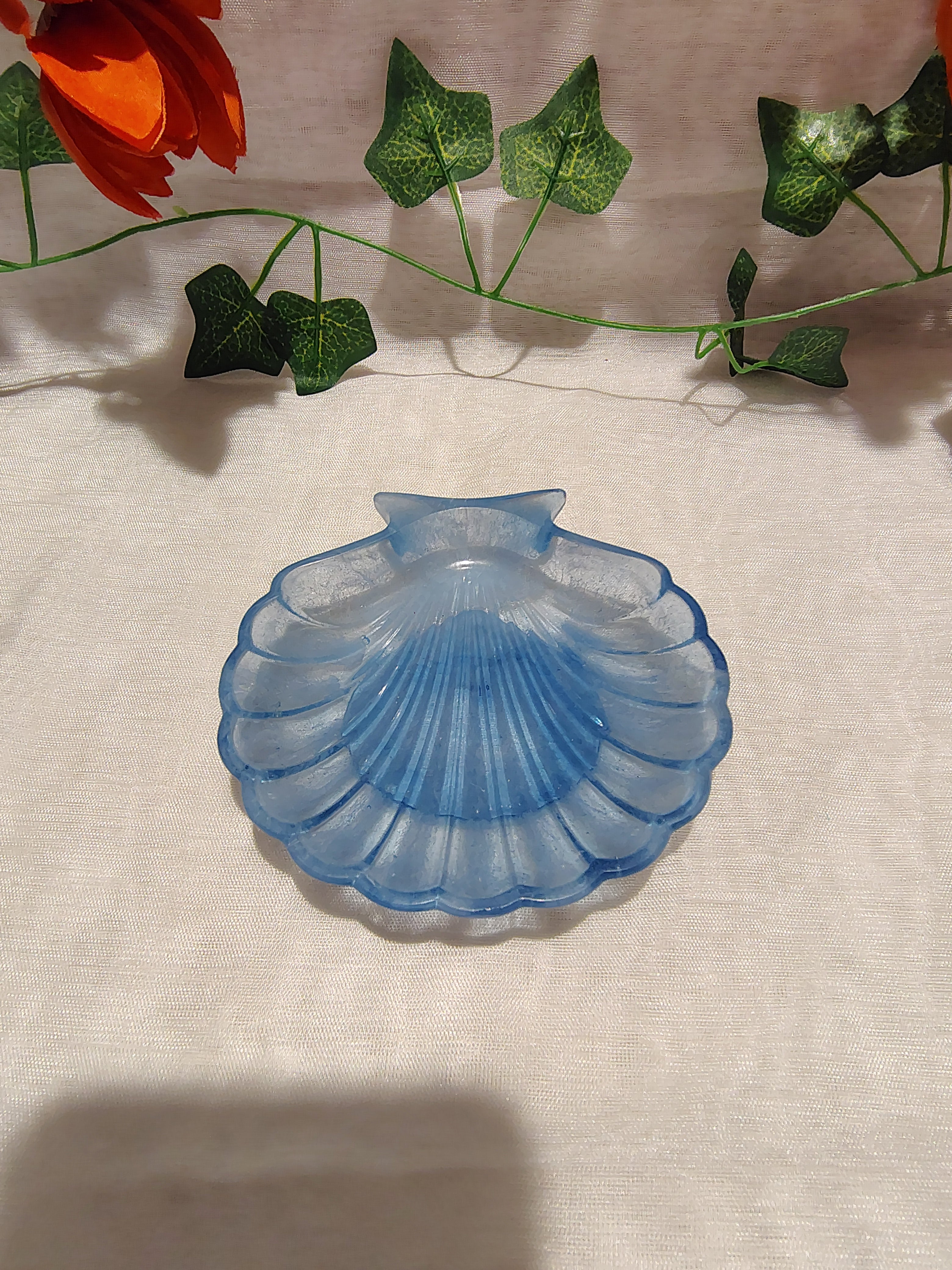 Vide-Poche / Porte-Savon en Résine Époxy Fait Main – Objet Décoratif Artisanal Coquillage