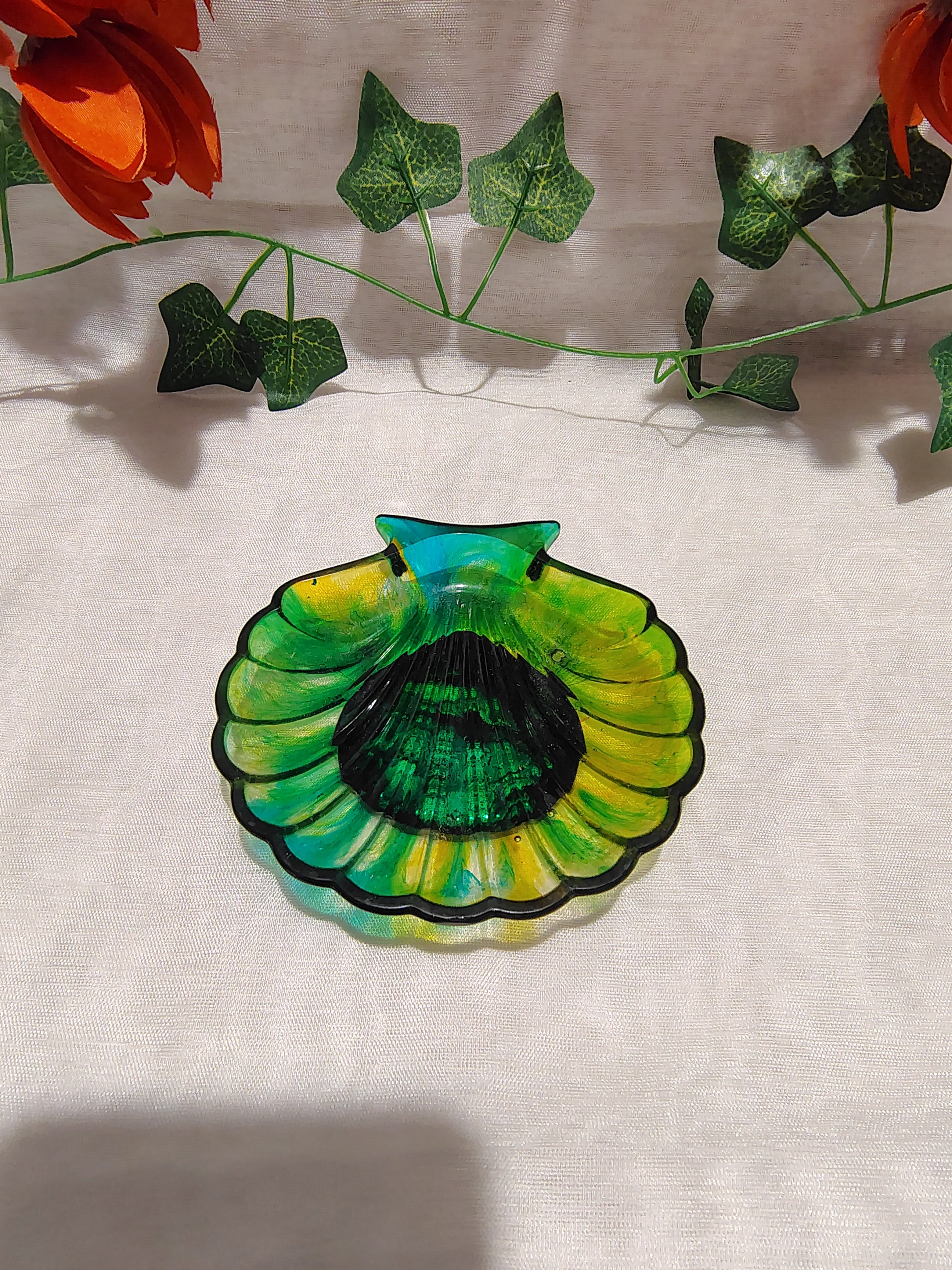 Vide-Poche / Porte-Savon en Résine Époxy Fait Main – Objet Décoratif Artisanal Coquillage