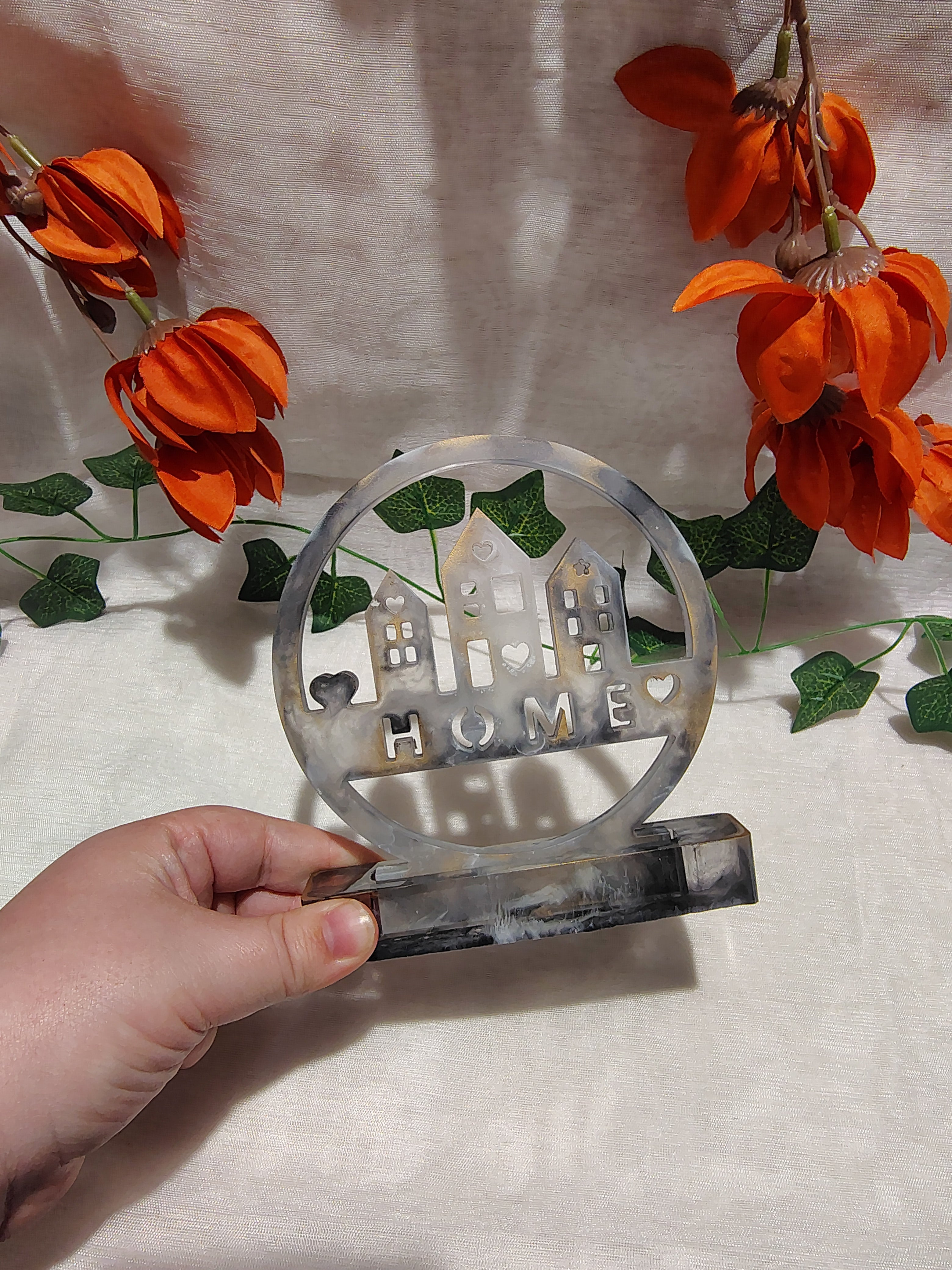 HOME décoratif en résine époxy fait main – Objet de décoration intérieur artisanal