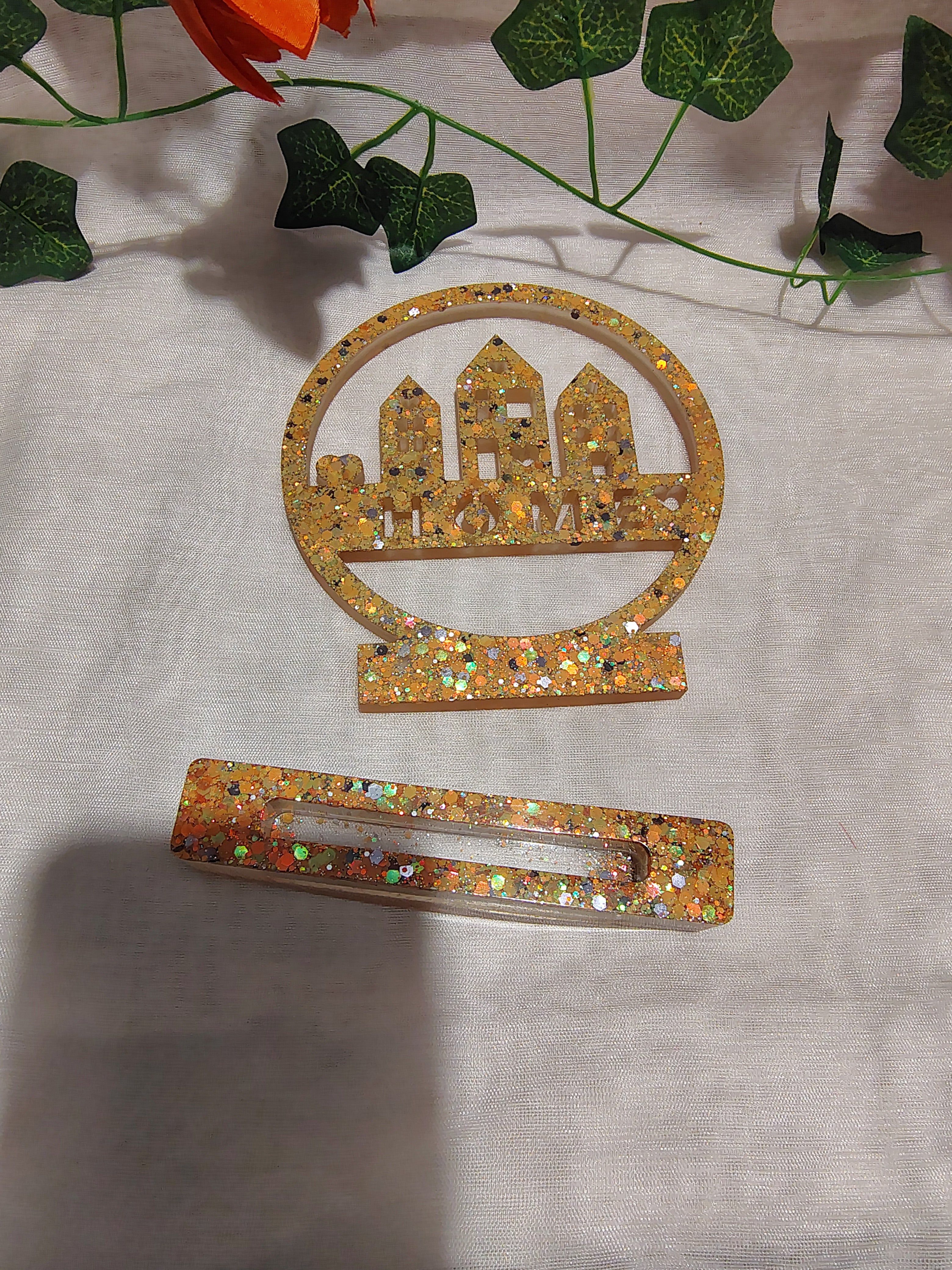 HOME décoratif en résine époxy fait main – Objet de décoration intérieur artisanal