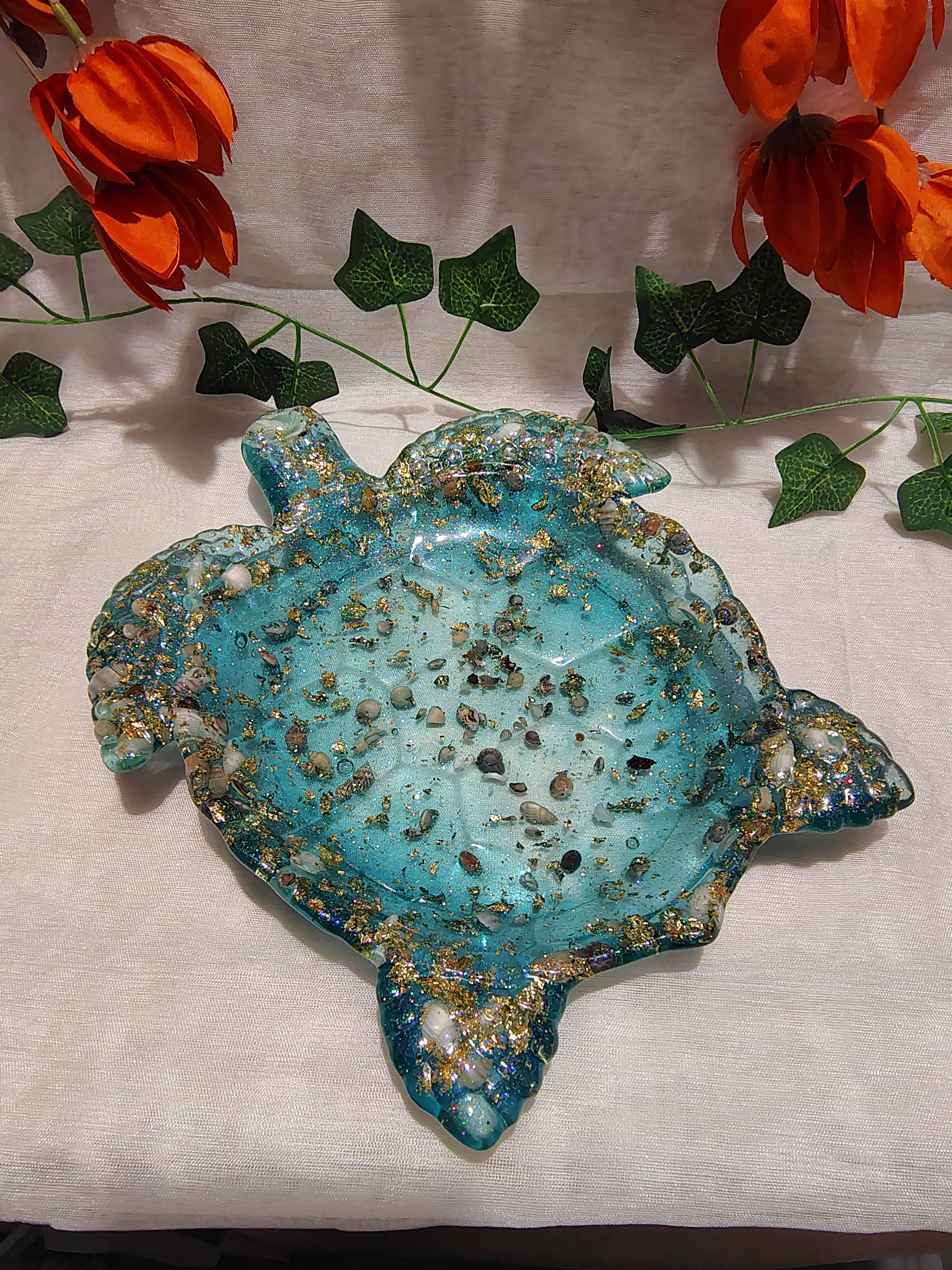 Vide-poche / Porte-savon tortue en résine époxy fait main – Objet décoratif artisanal