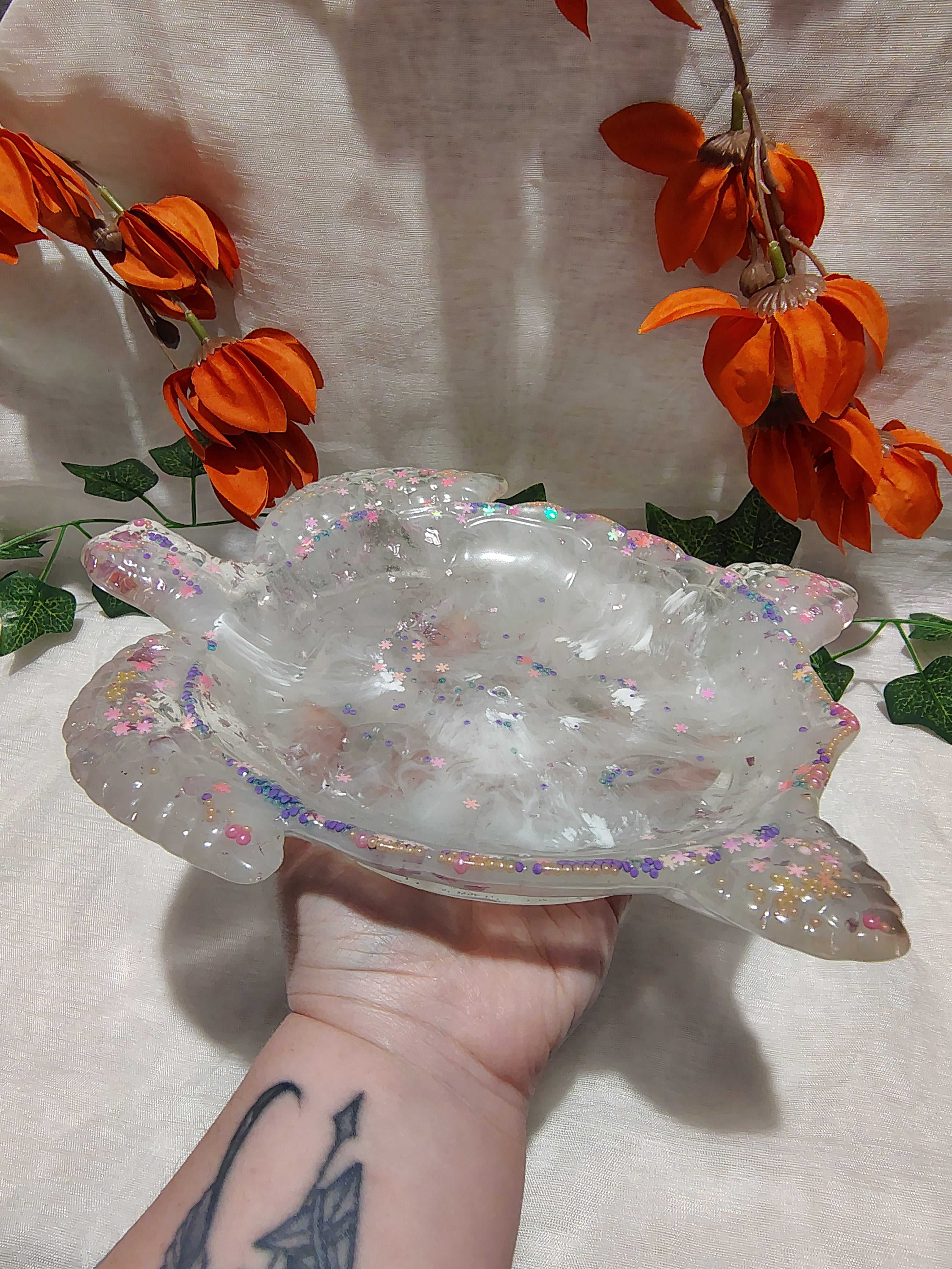 Vide-poche / Porte-savon tortue en résine époxy fait main – Objet décoratif artisanal