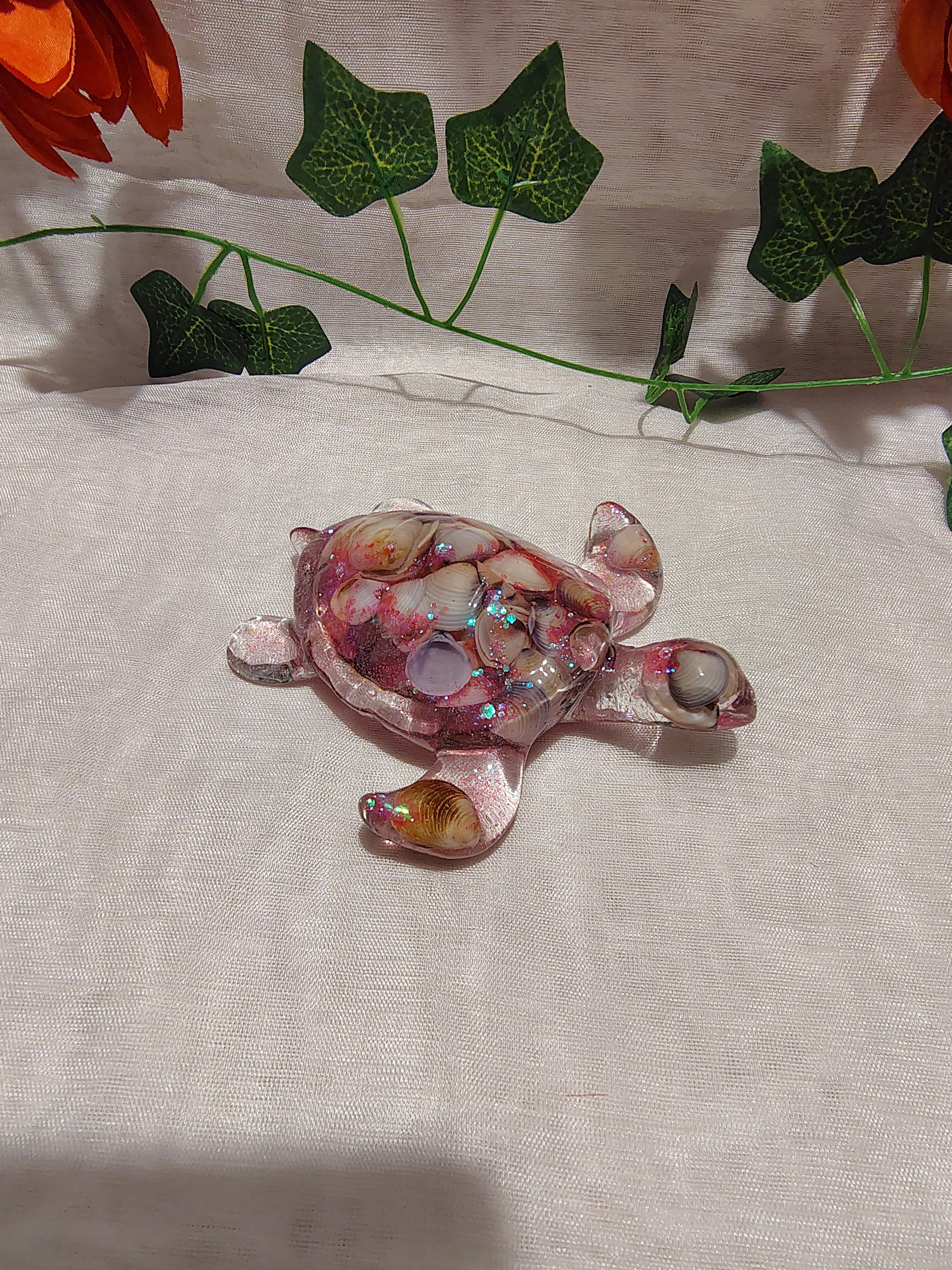 Tortue décorative en résine époxy fait main – Objet de décoration zen et artisanal