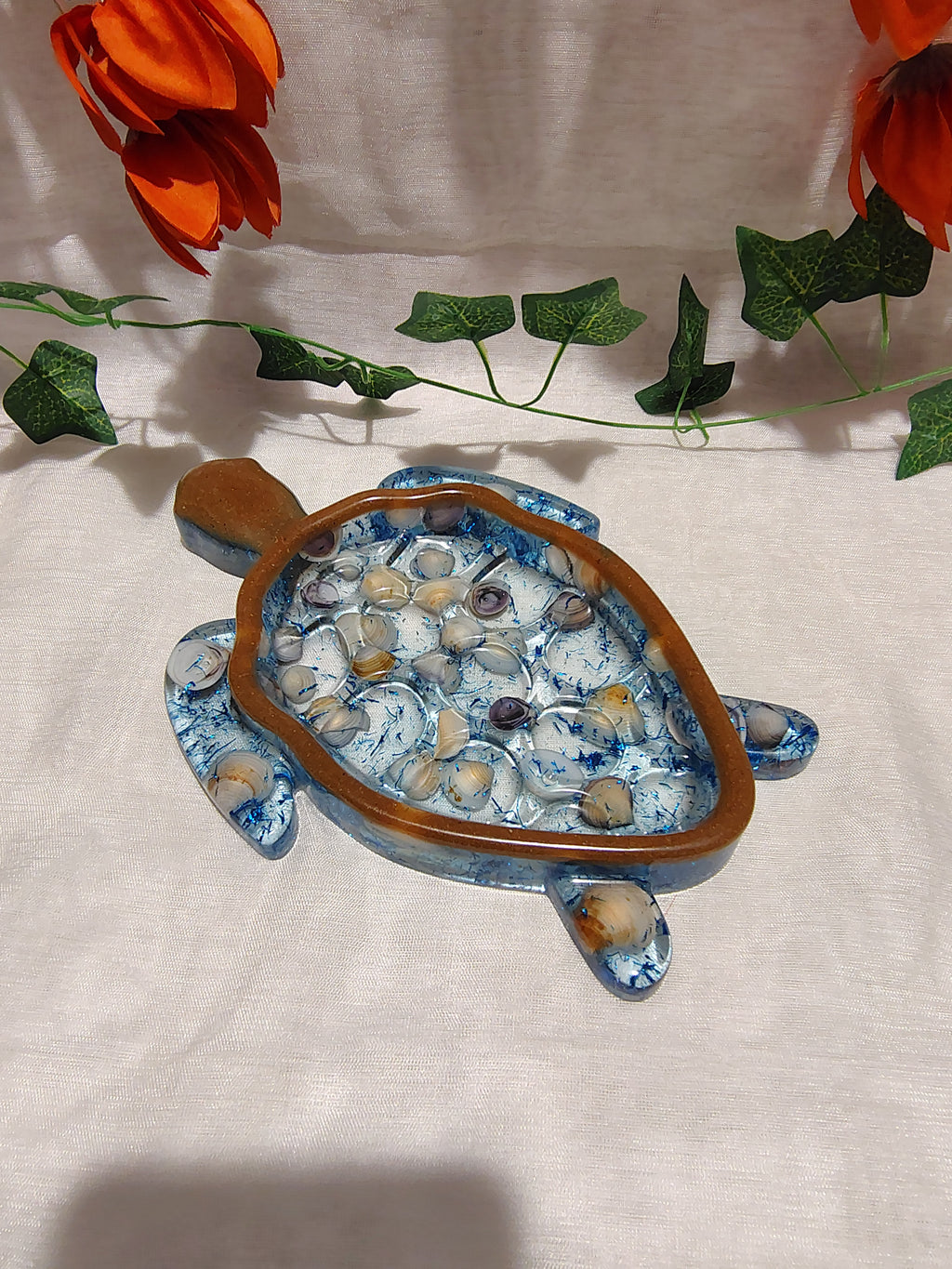Vide-poche / Porte-savon tortue en résine époxy fait main – Objet décoratif artisanal