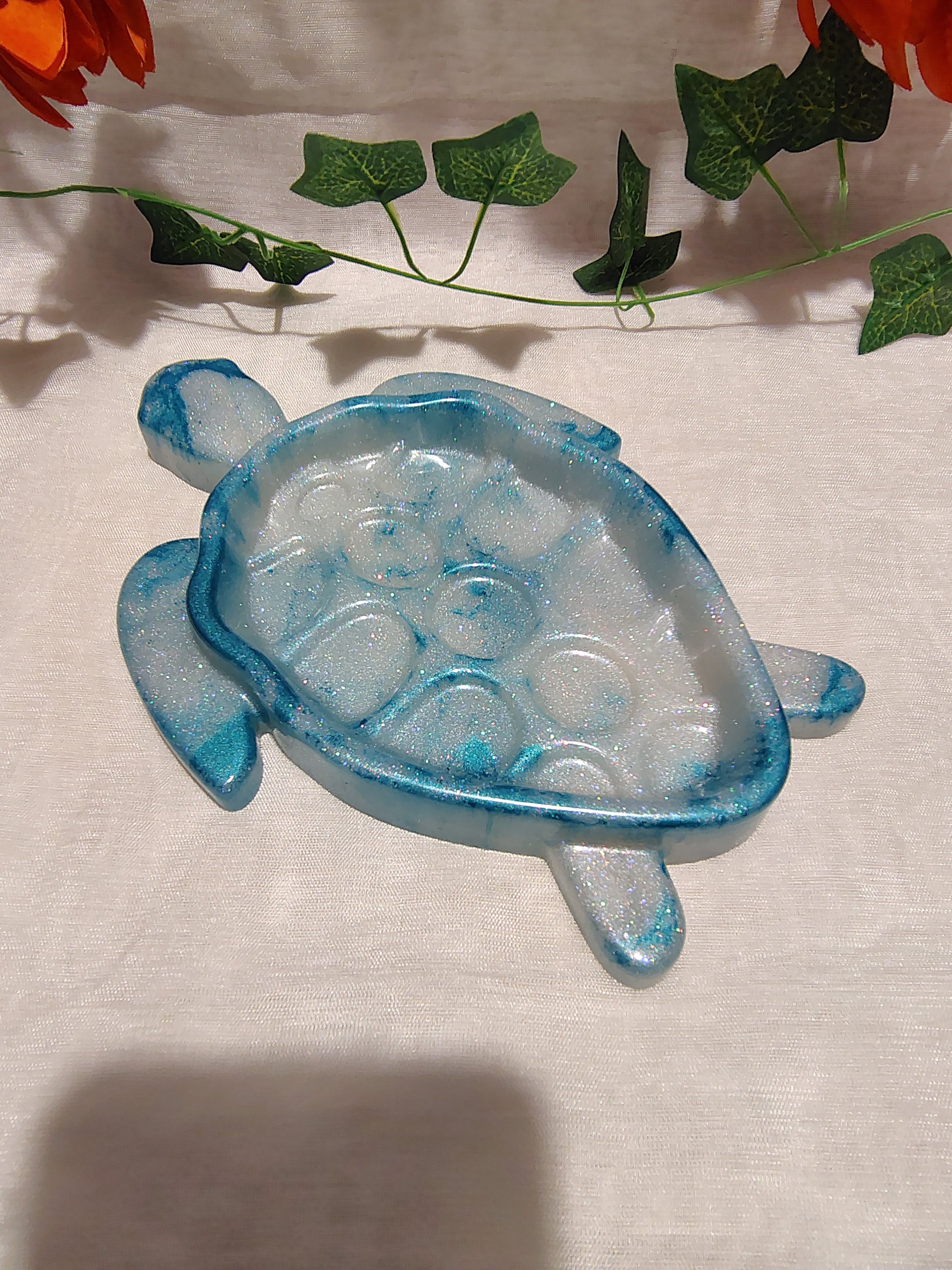 Vide-poche / Porte-savon tortue en résine époxy fait main – Objet décoratif artisanal