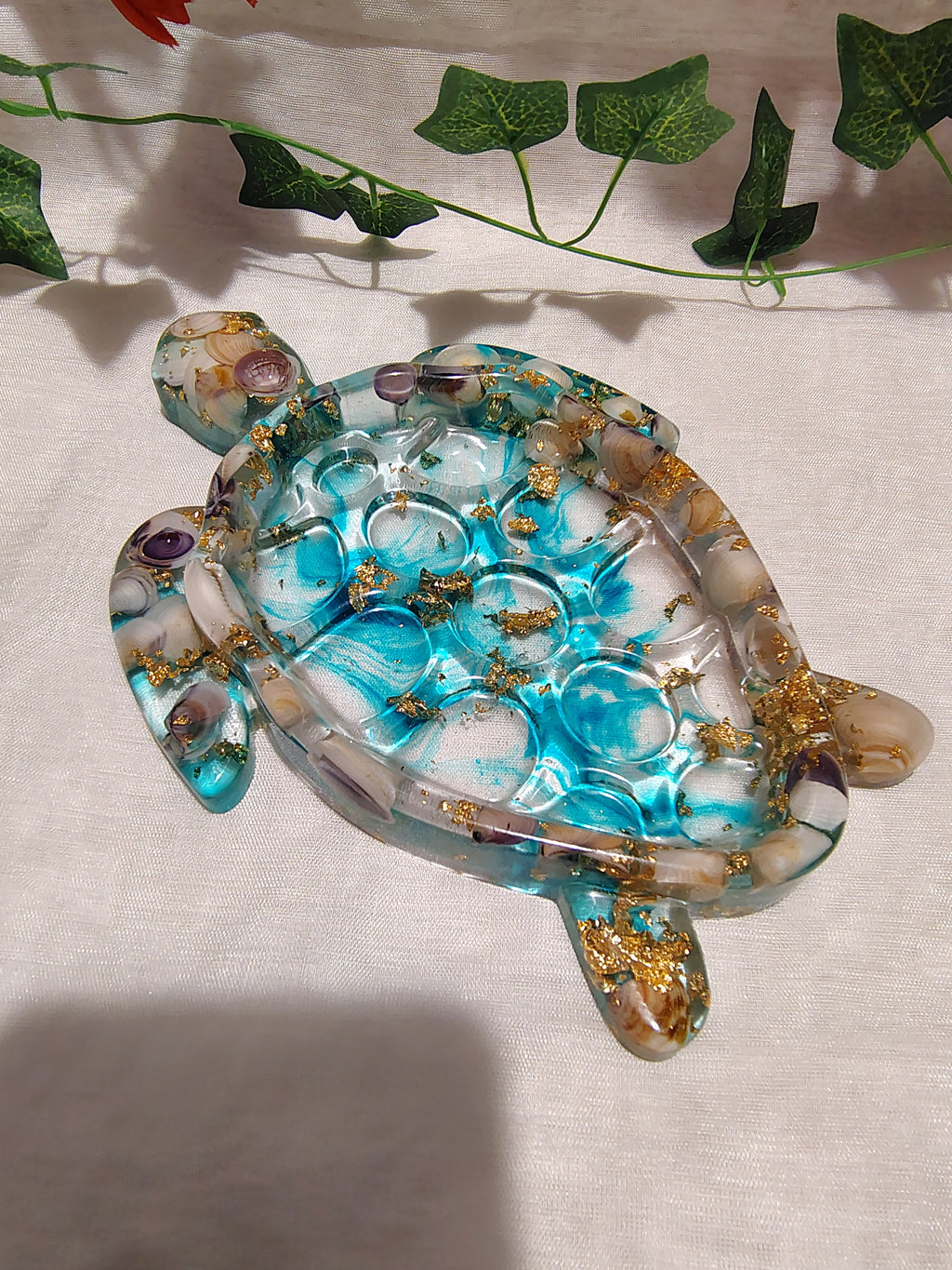 Vide-poche / Porte-savon tortue en résine époxy fait main – Objet décoratif artisanal