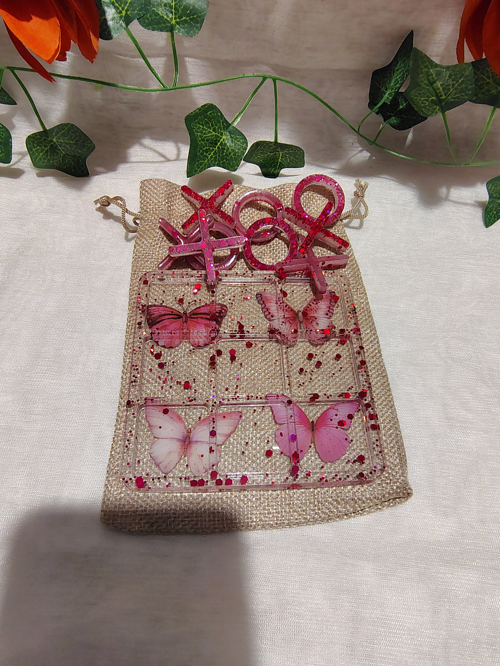 Jeu de Morpion en résine époxy fait main – Jeu décoratif et artisanal