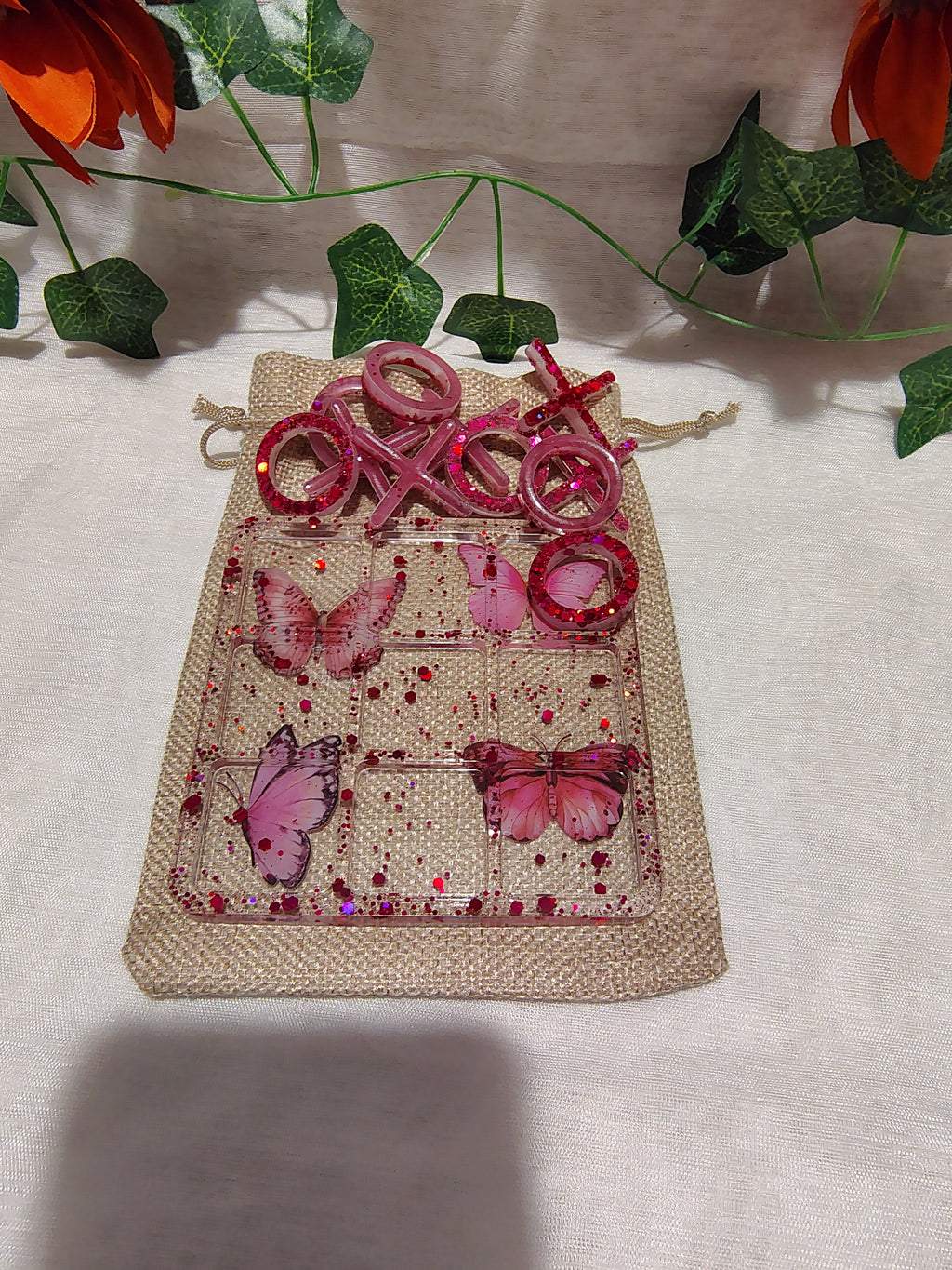 Jeu de Morpion en résine époxy fait main – Jeu décoratif et artisanal