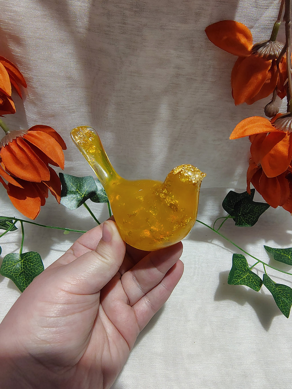 Oiseau décoratif en résine époxy fait main – Objet de décoration artisanale