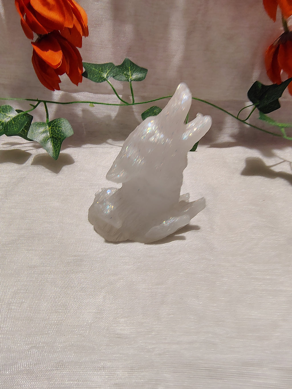 Loup décoratif en résine époxy fait main – Objet de décoration sauvage et artisanal