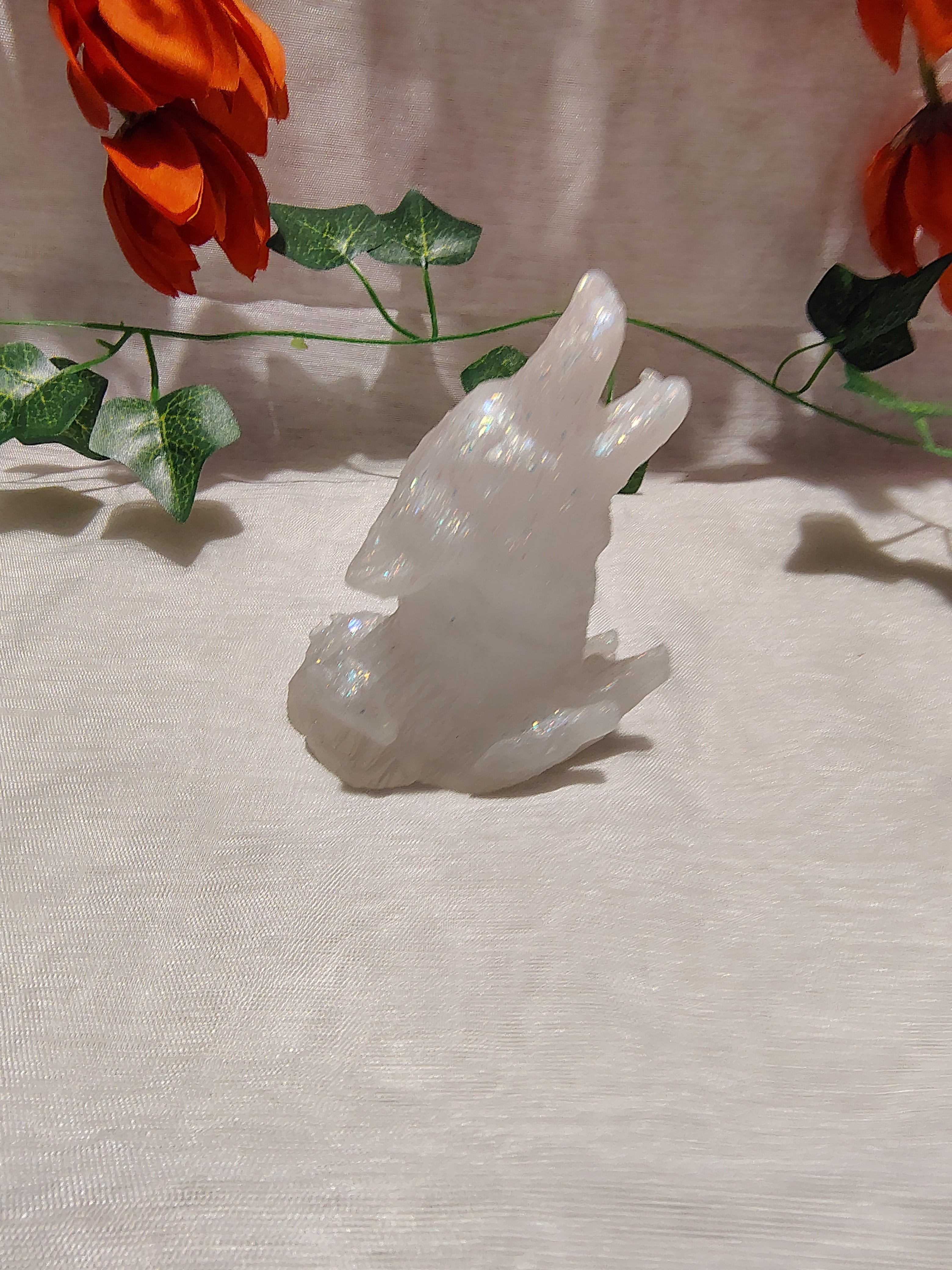 Loup décoratif en résine époxy fait main – Objet de décoration sauvage et artisanal