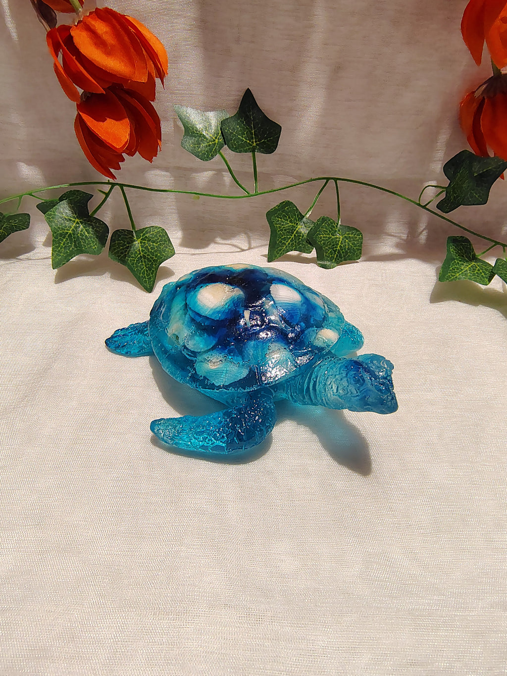 Tortue décorative en résine époxy fait main – Objet de décoration artisanale