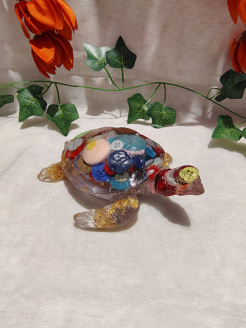 Tortue décorative en résine époxy fait main – Objet de décoration artisanale