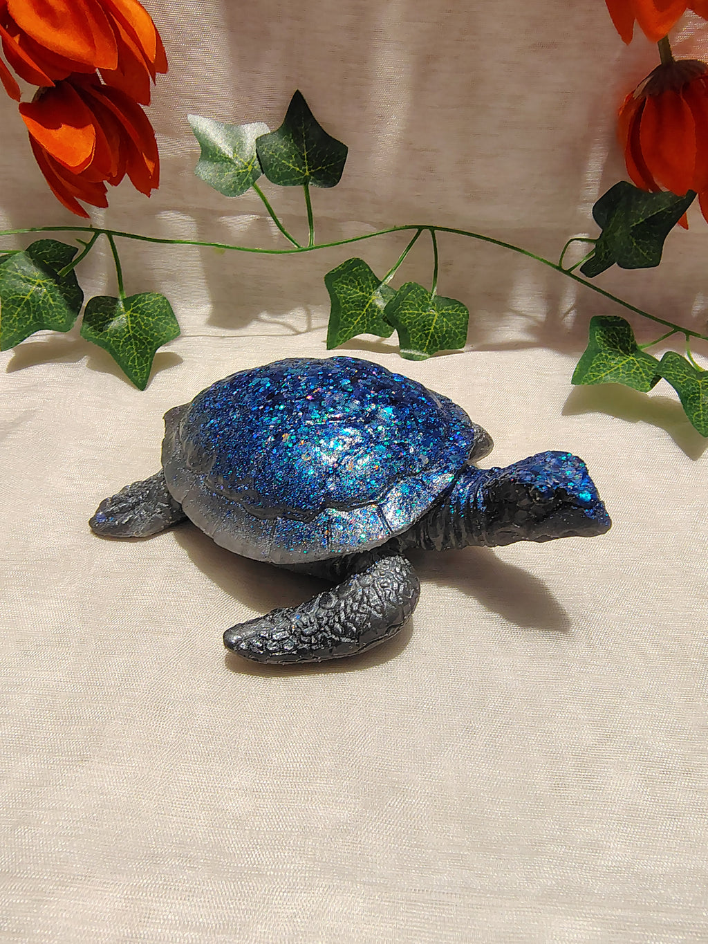 Tortue décorative en résine époxy fait main – Objet de décoration artisanale
