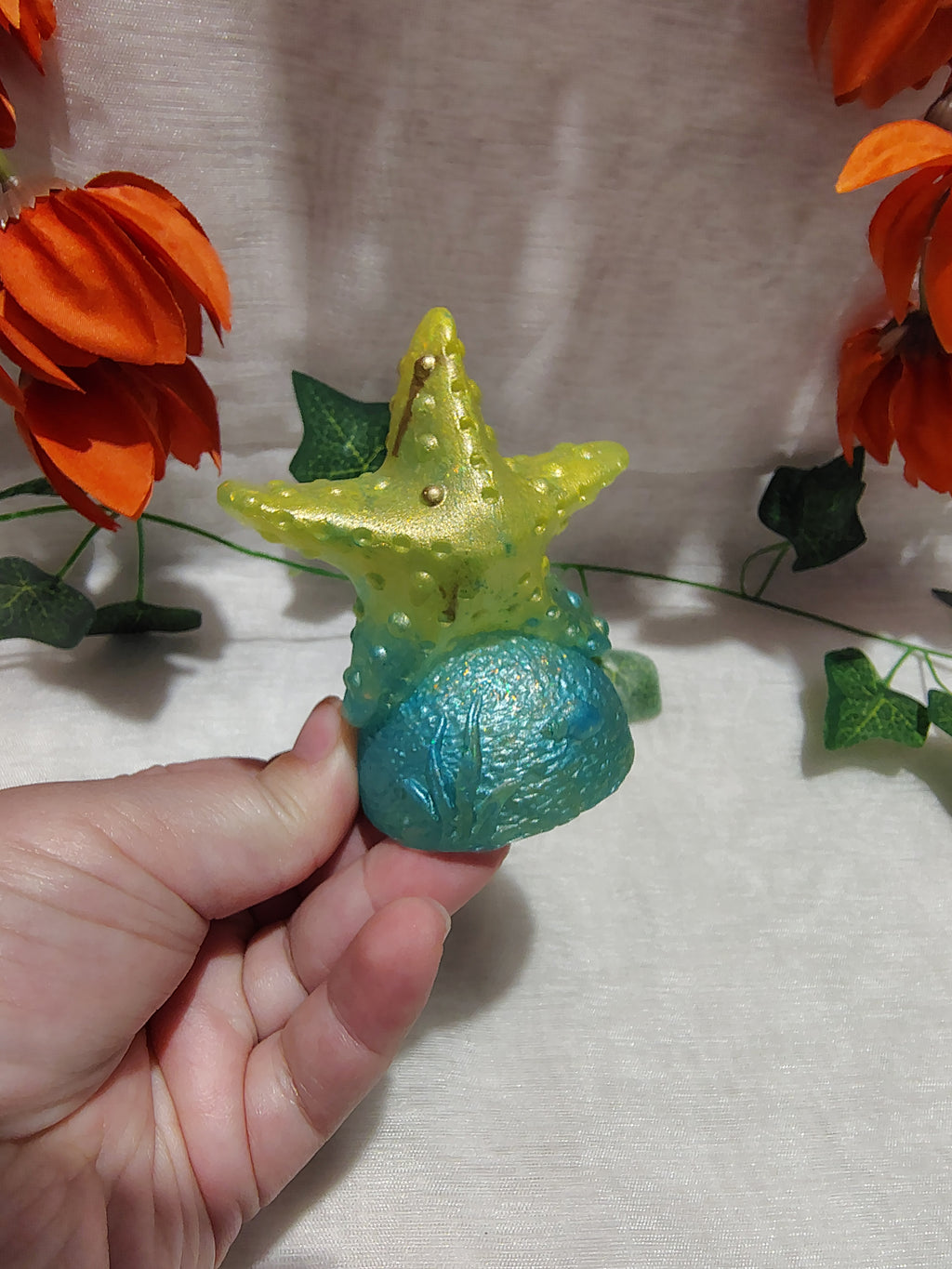 Étoile de mer décorative en résine époxy fait main – Objet de décoration artisanale