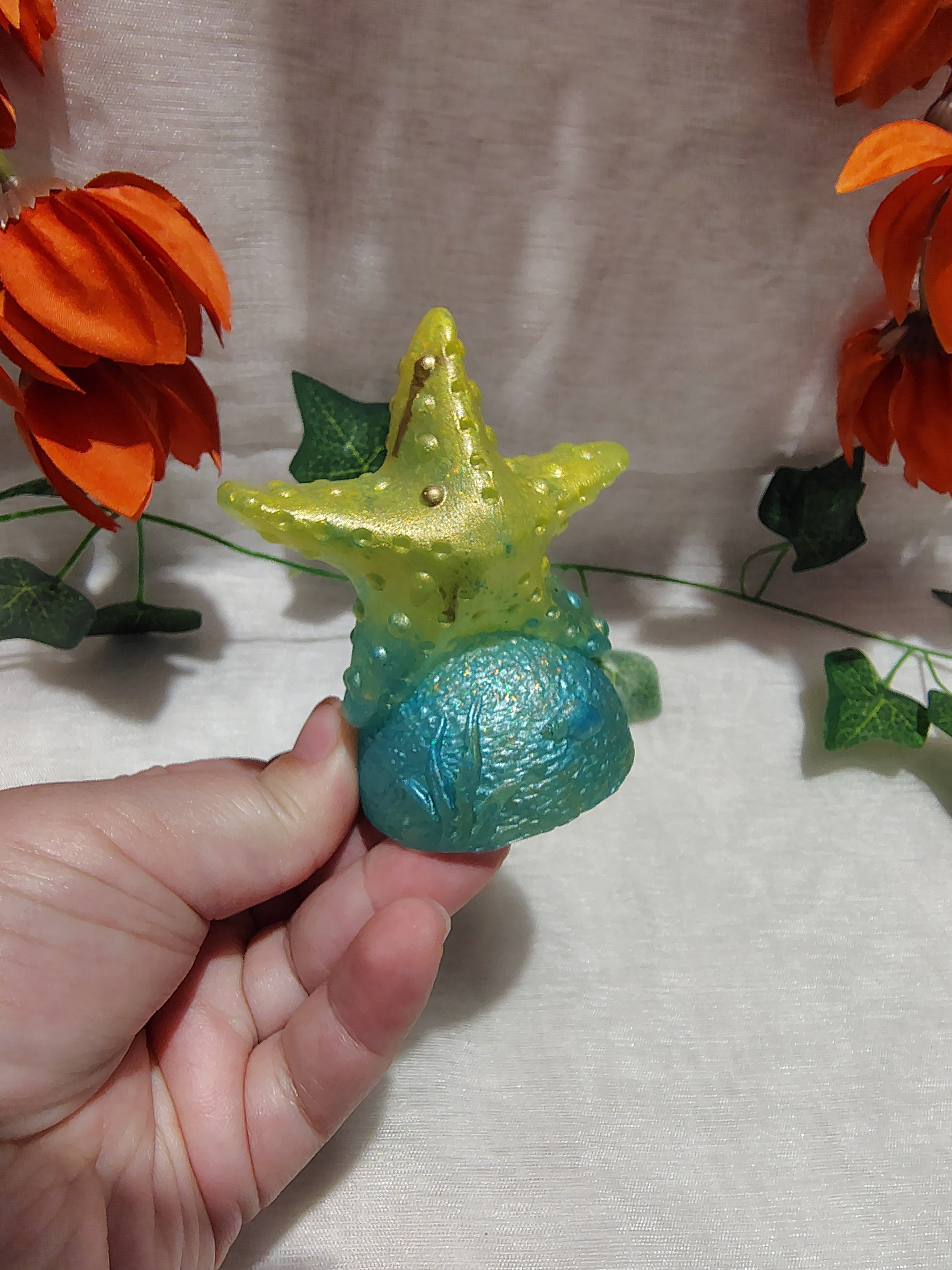 Étoile de mer décorative en résine époxy fait main – Objet de décoration artisanale