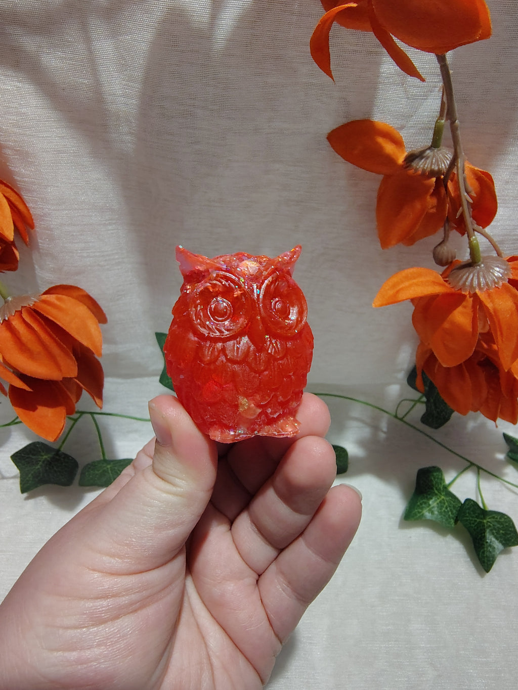 Hibou décoratif en résine époxy fait main – Objet de décoration artisanal