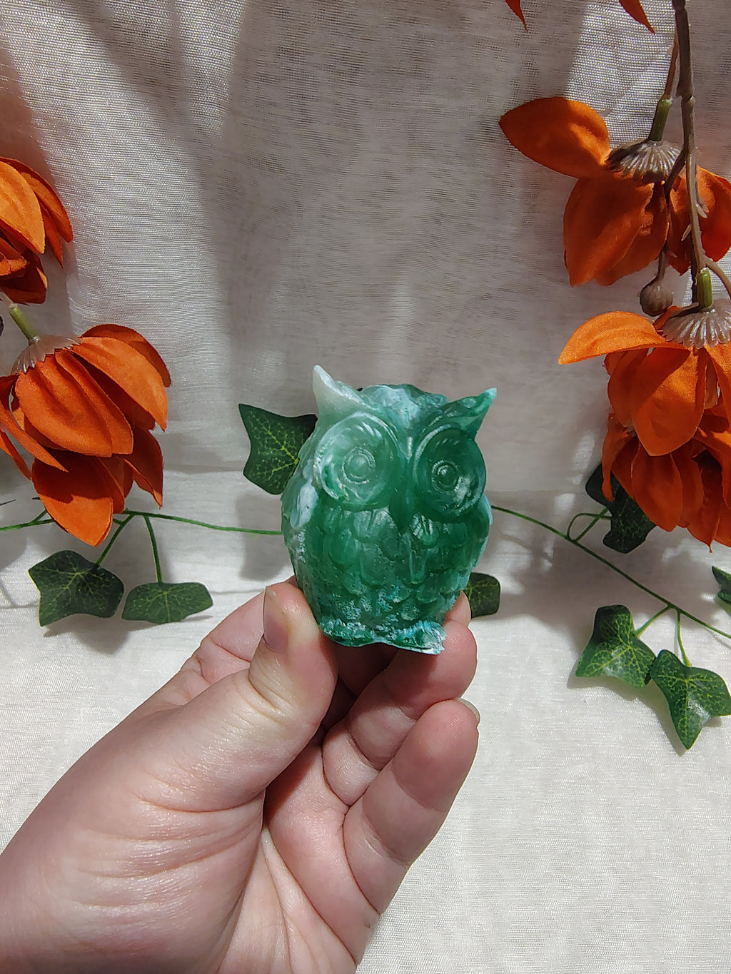 Hibou décoratif en résine époxy fait main – Objet de décoration artisanal