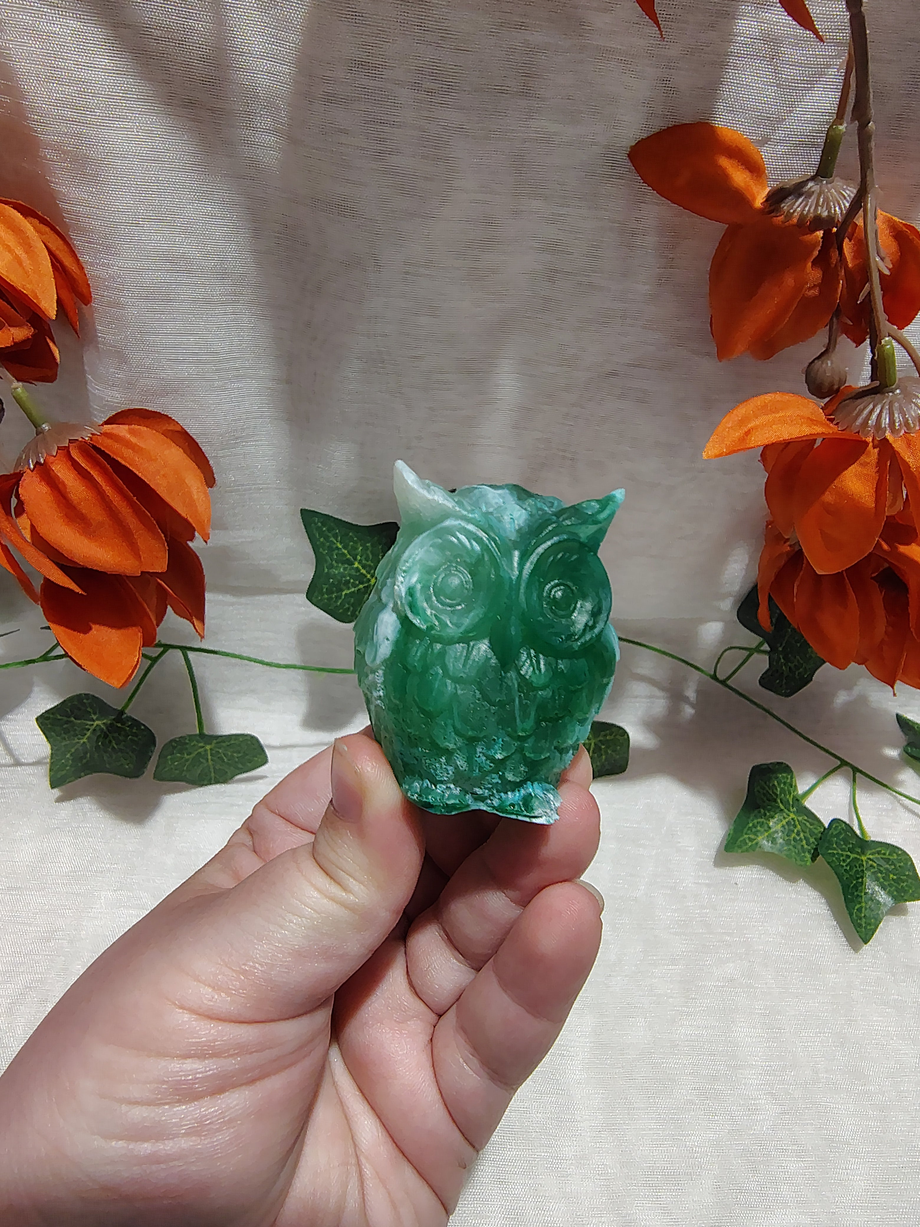 Hibou décoratif en résine époxy fait main – Objet de décoration artisanal