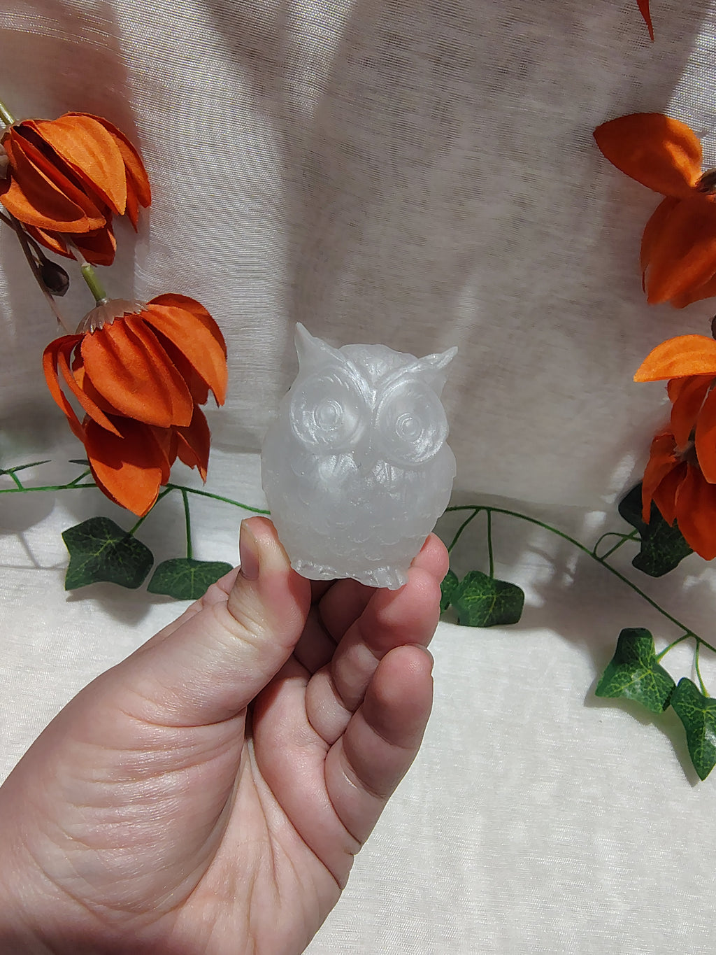 Hibou décoratif en résine époxy fait main – Objet de décoration artisanal