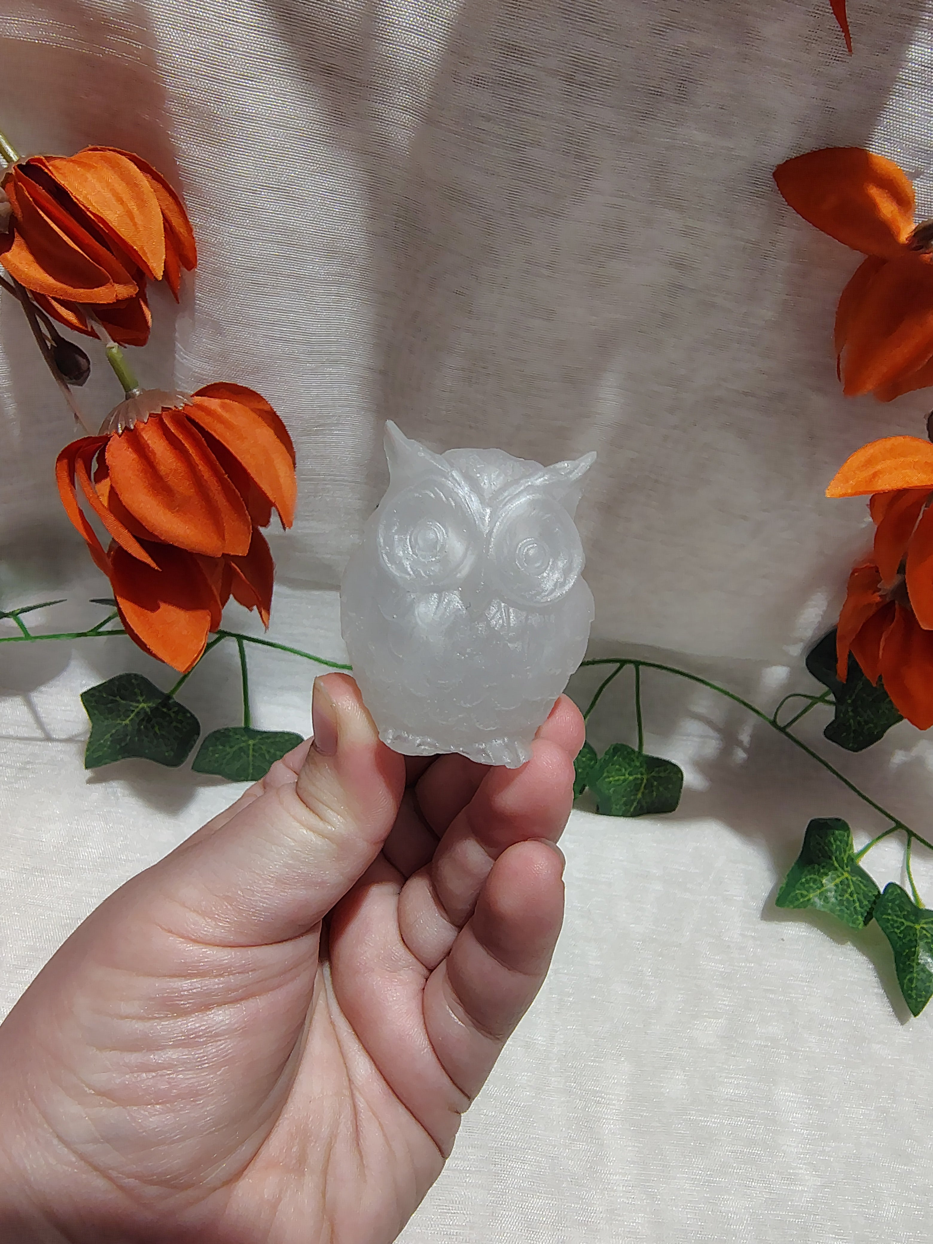 Hibou décoratif en résine époxy fait main – Objet de décoration artisanal