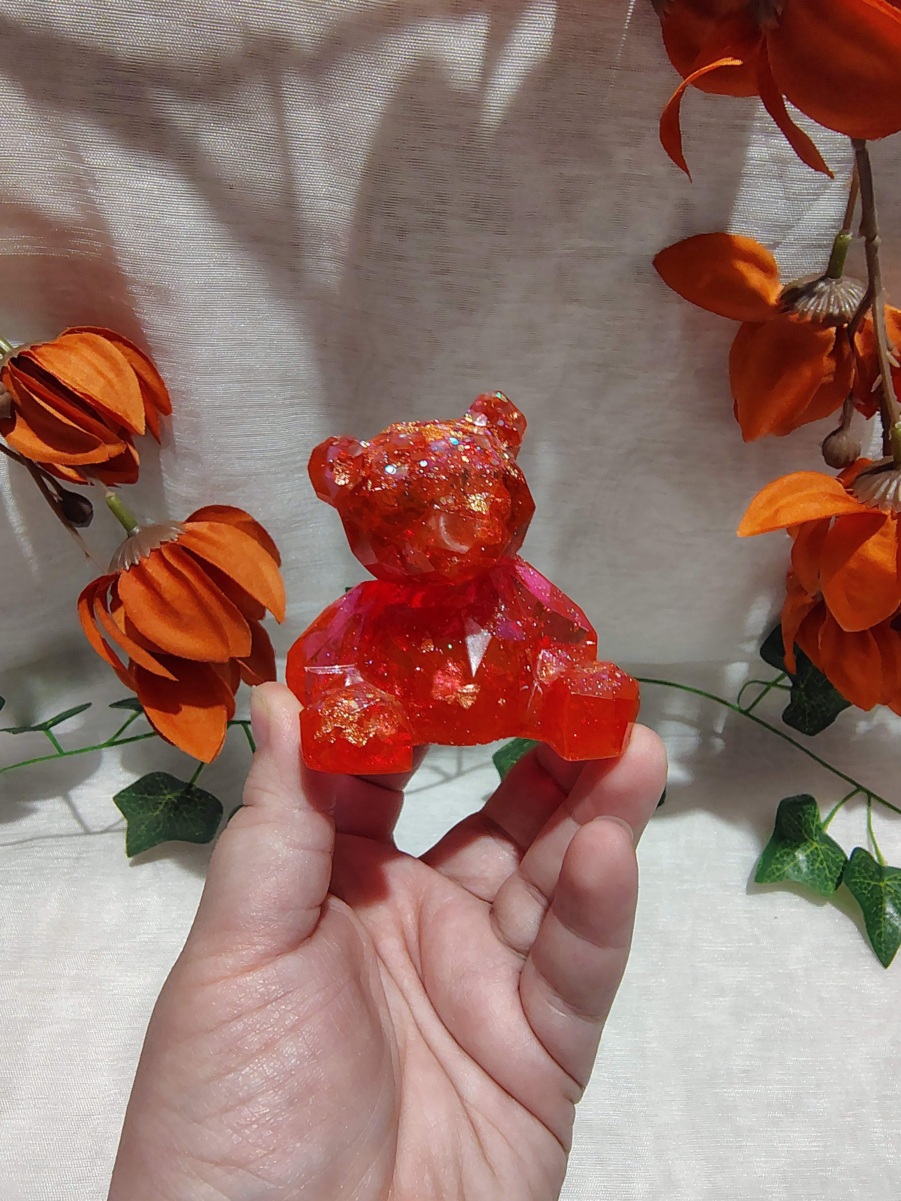 Ours décoratif en résine époxy fait main – Objet de décoration artisanal