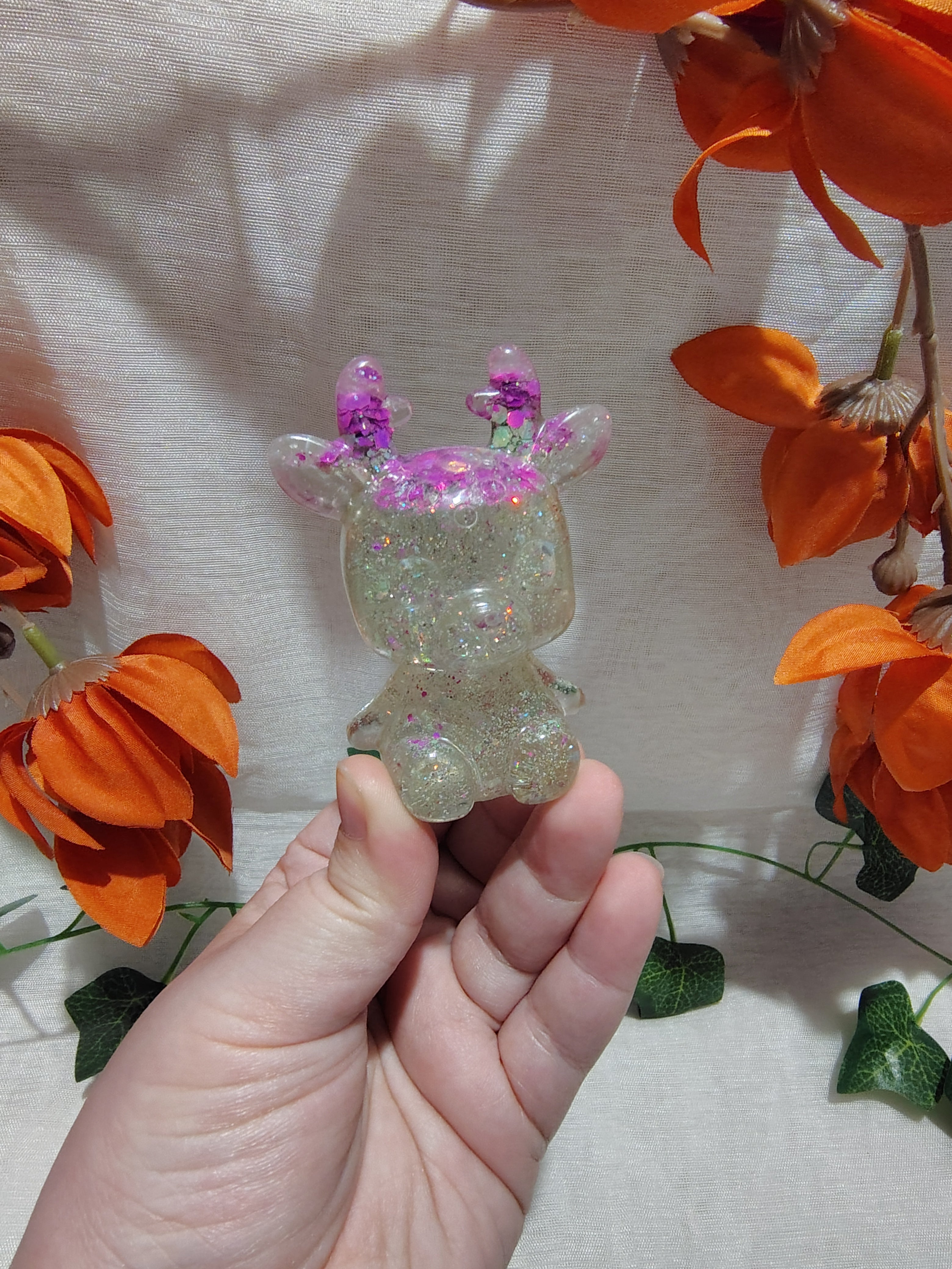 Renne décoratif en résine époxy fait main – Objet de décoration artisanal