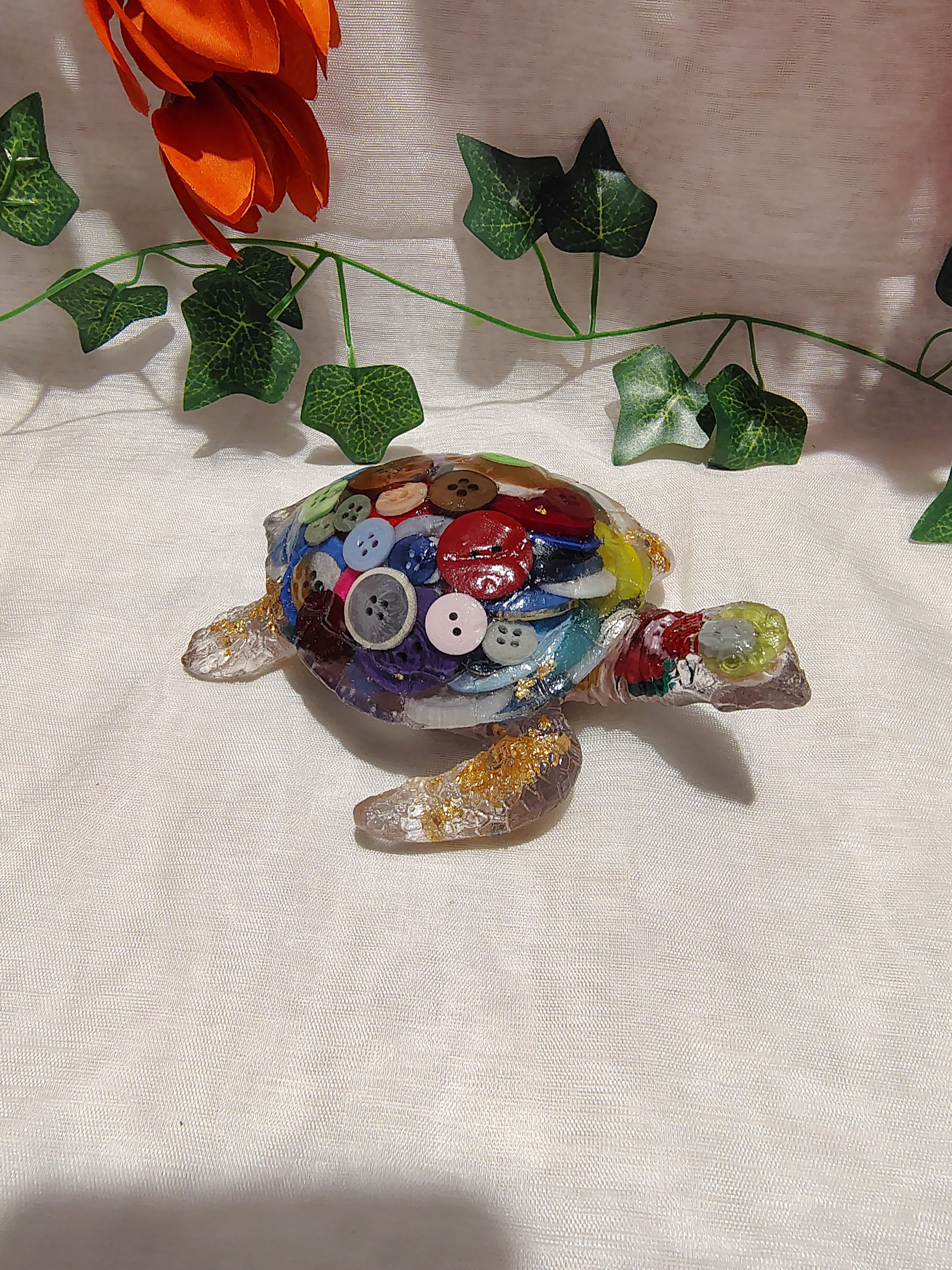 Tortue décorative en résine époxy fait main – Objet de décoration artisanale