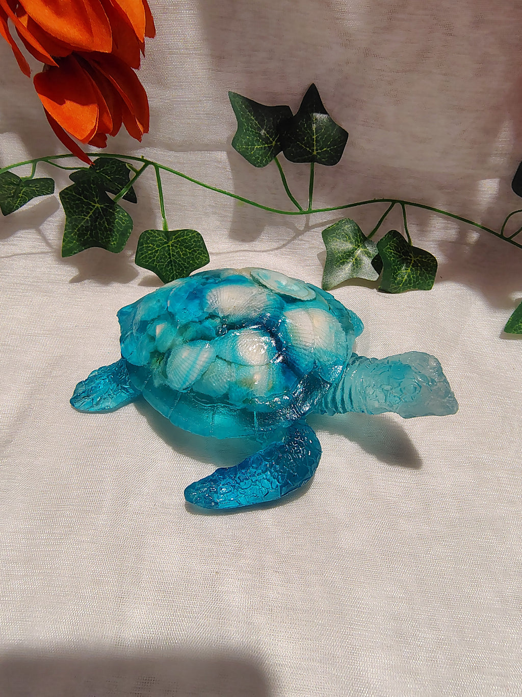 Tortue décorative en résine époxy fait main – Objet de décoration artisanale