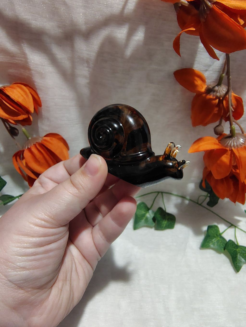 Escargot décoratif en résine époxy fait main – Objet de décoration artisanal