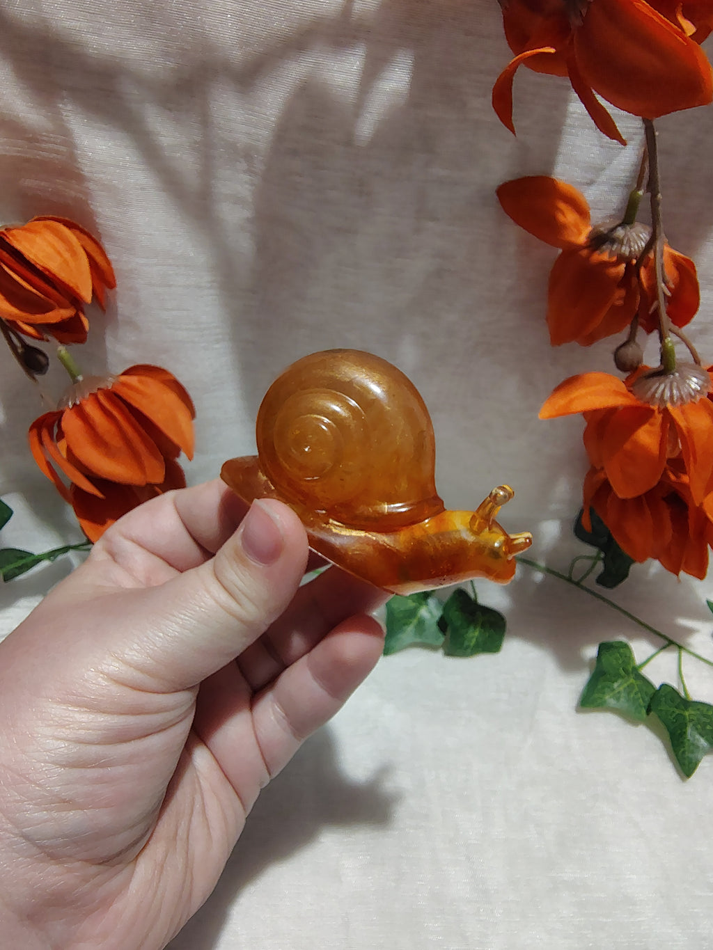 Escargot décoratif en résine époxy fait main – Objet de décoration artisanal