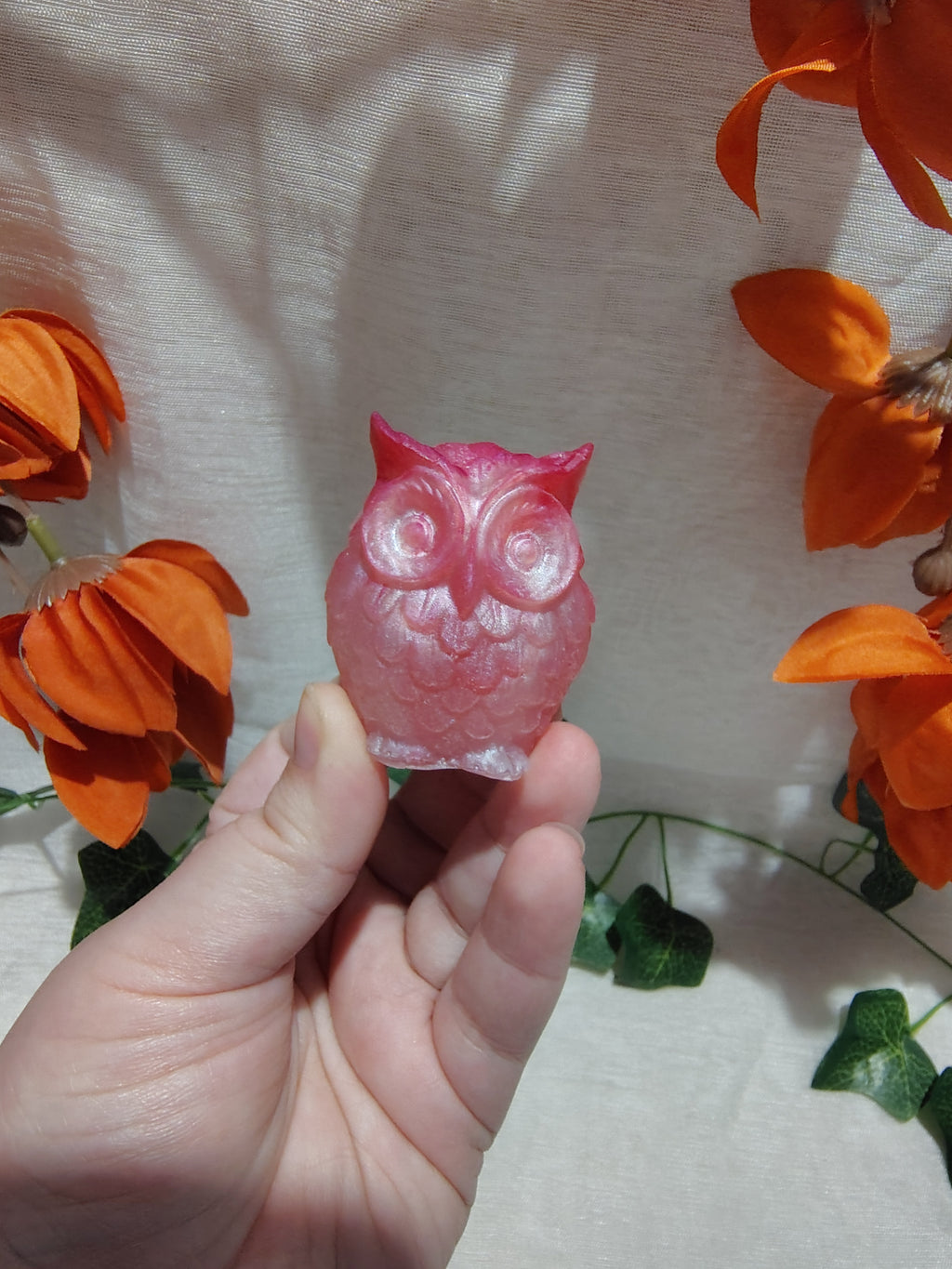 Hibou décoratif en résine époxy fait main – Objet de décoration artisanal