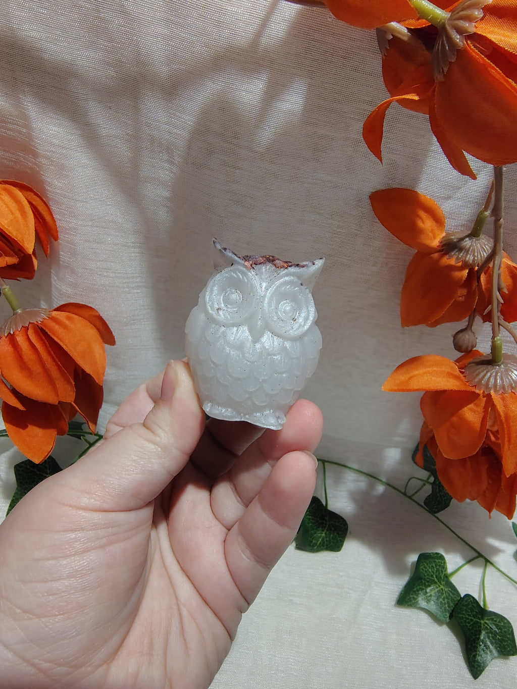 Hibou décoratif en résine époxy fait main – Objet de décoration artisanal