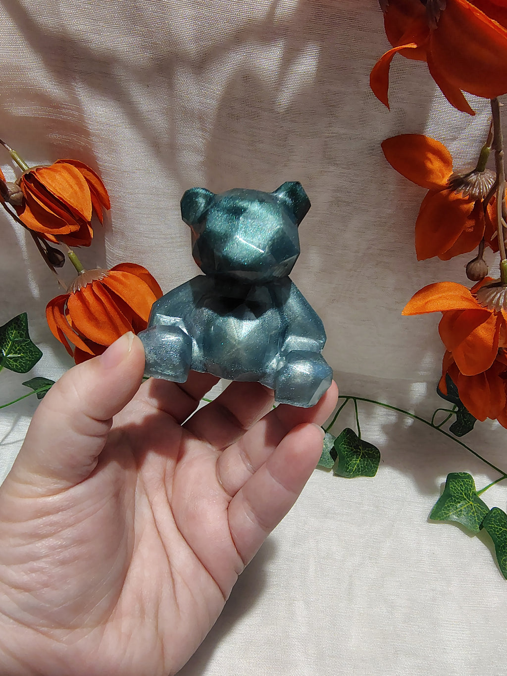 Ours décoratif en résine époxy fait main – Objet de décoration artisanal