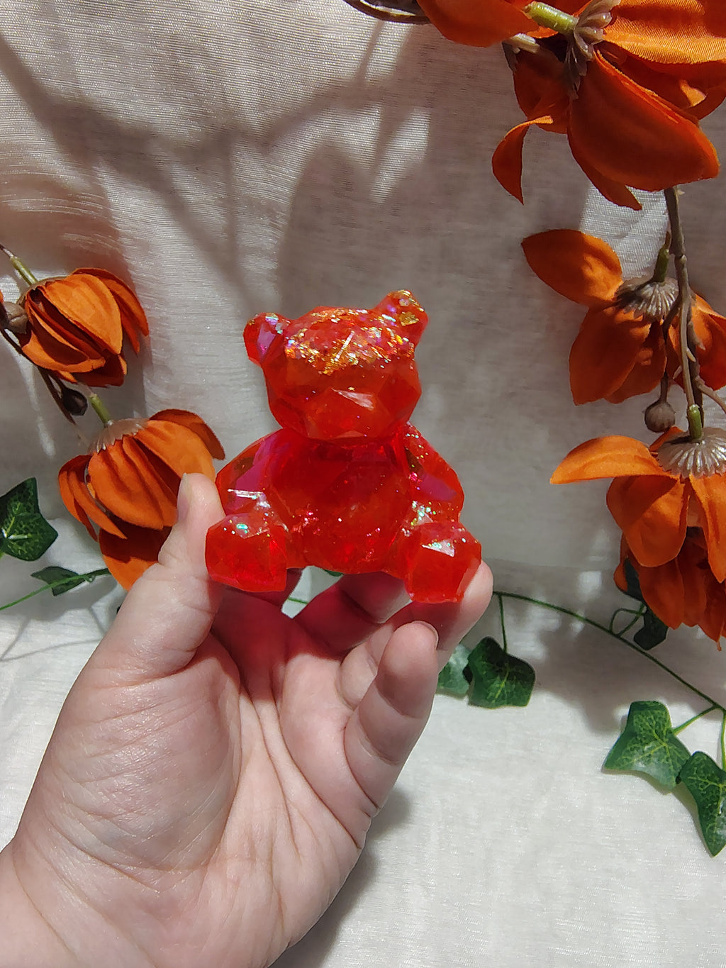 Ours décoratif en résine époxy fait main – Objet de décoration artisanal