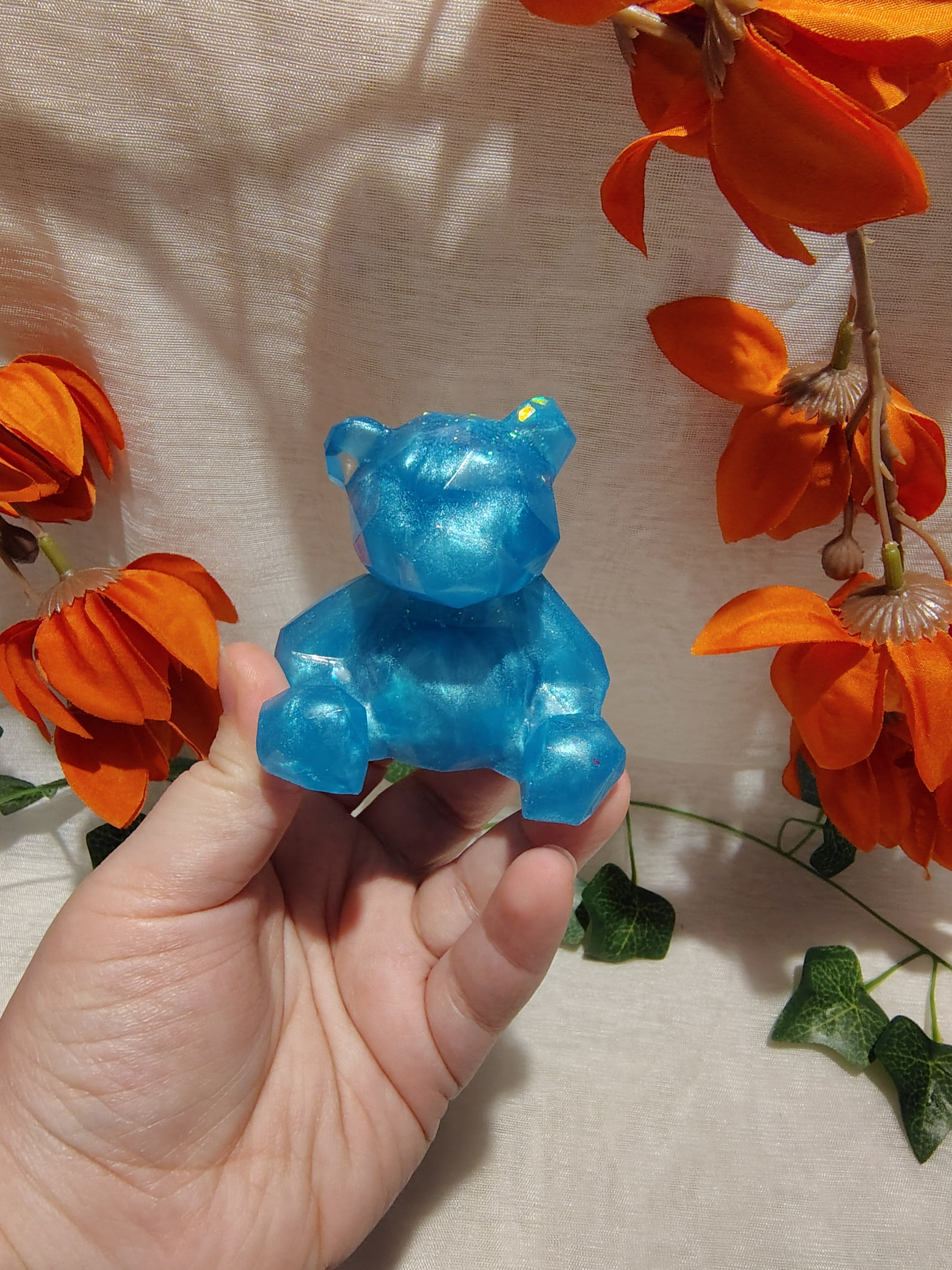 Ours décoratif en résine époxy fait main – Objet de décoration artisanal