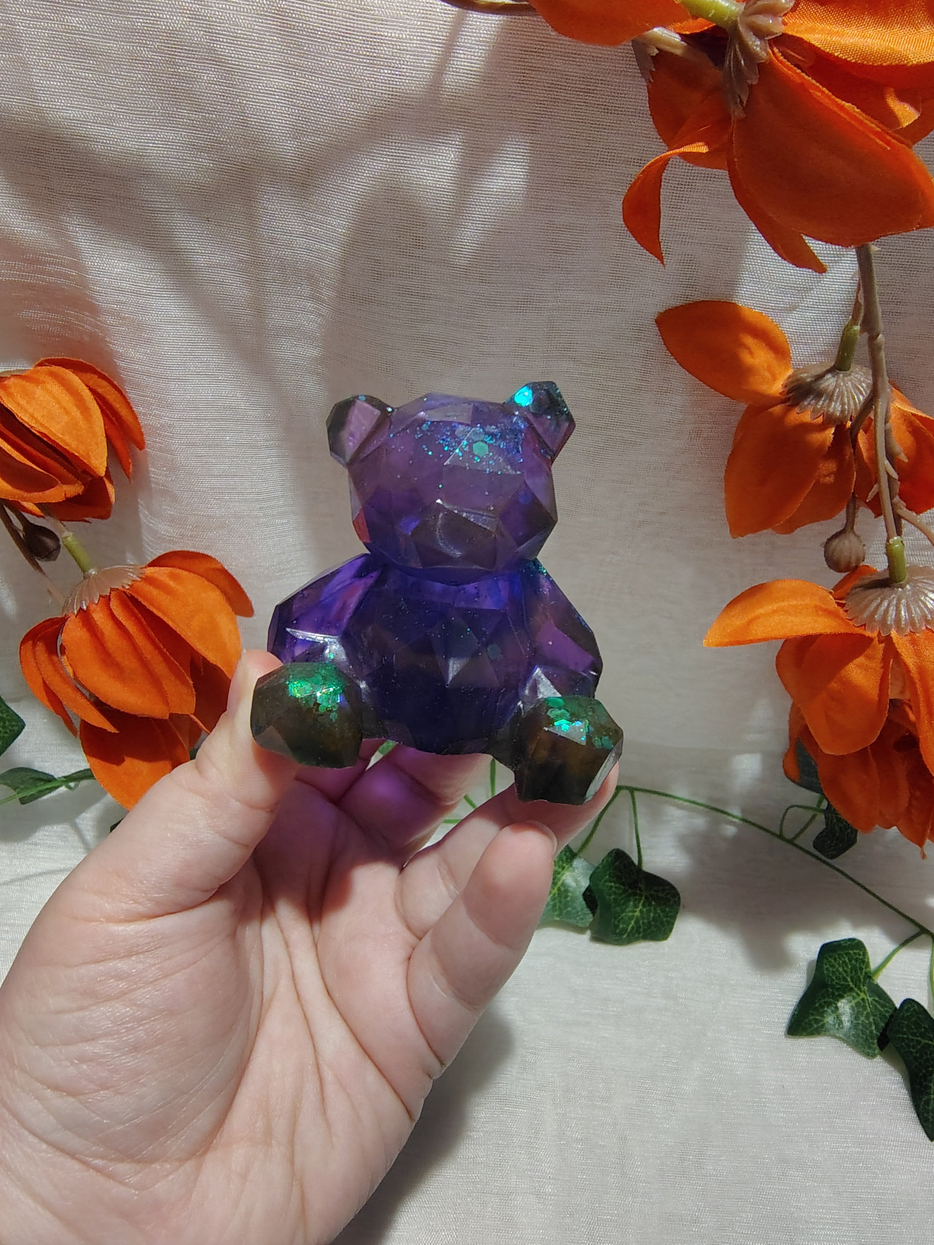 Ours décoratif en résine époxy fait main – Objet de décoration artisanal