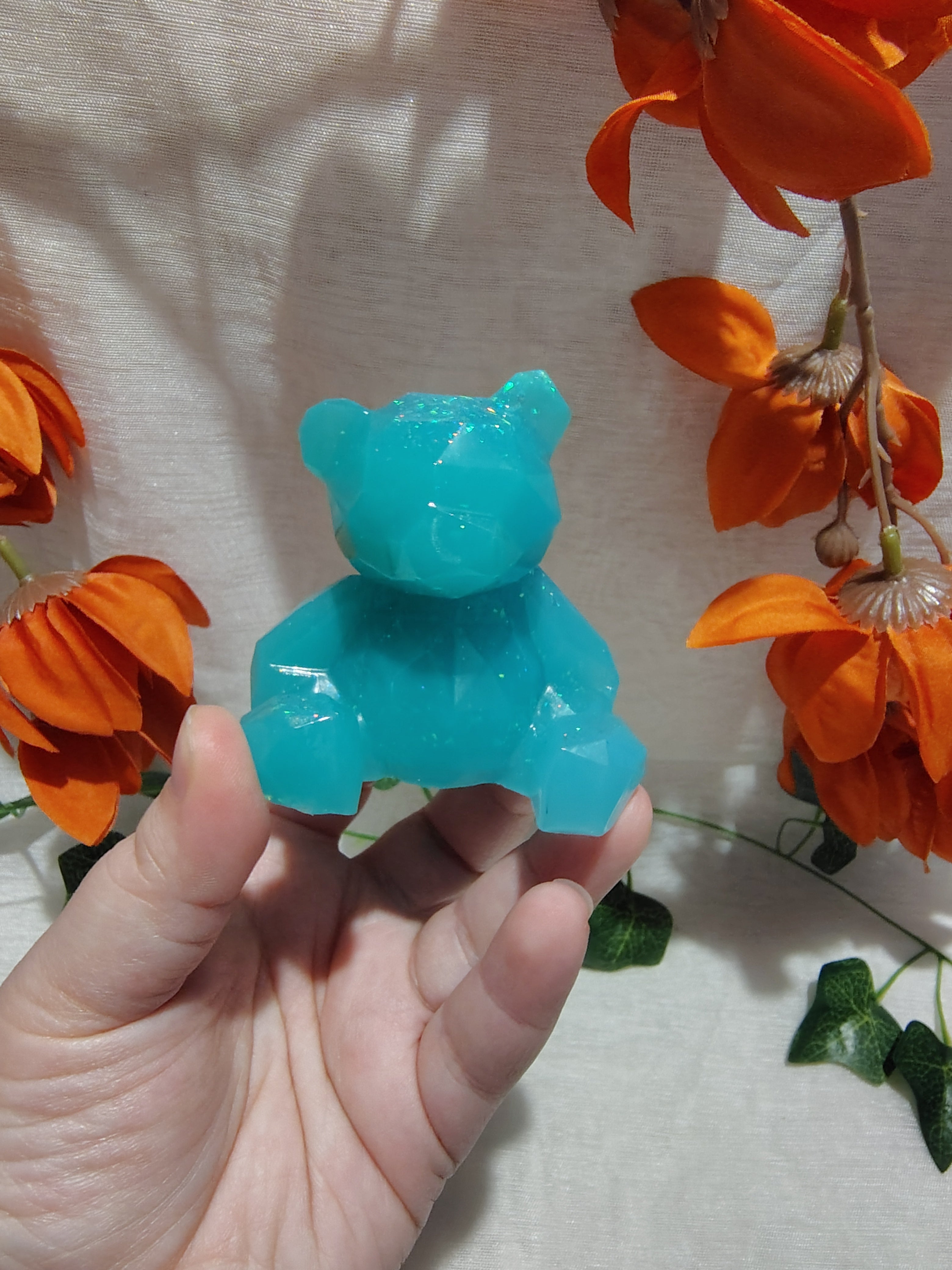 Ours décoratif en résine époxy fait main – Objet de décoration artisanal