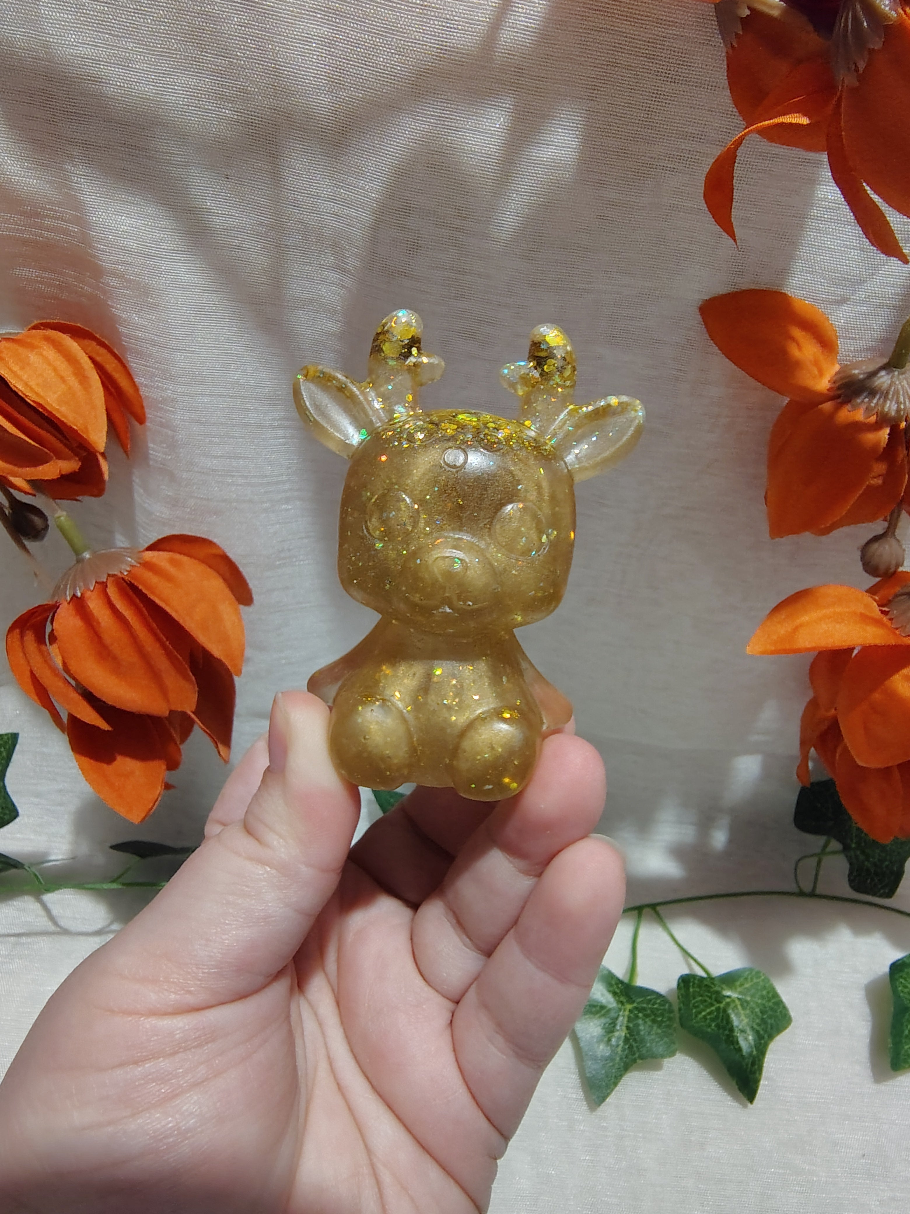 Renne décoratif en résine époxy fait main – Objet de décoration artisanal