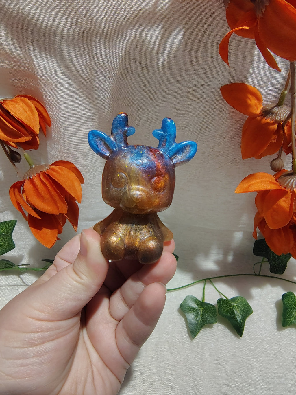 Renne décoratif en résine époxy fait main – Objet de décoration artisanal