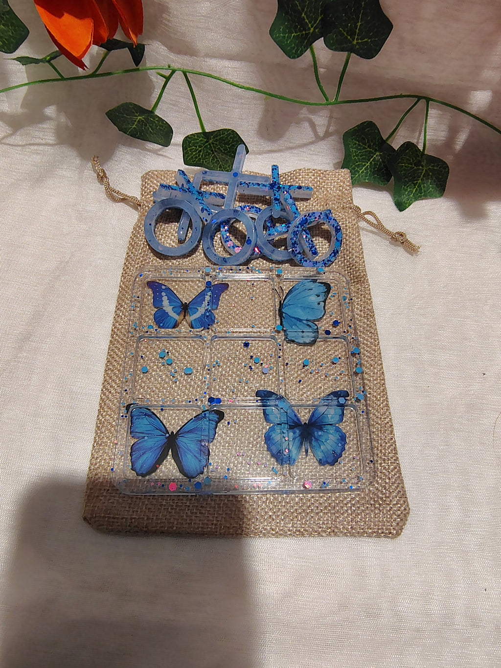 Jeu de Morpion en résine époxy fait main – Jeu décoratif et artisanal