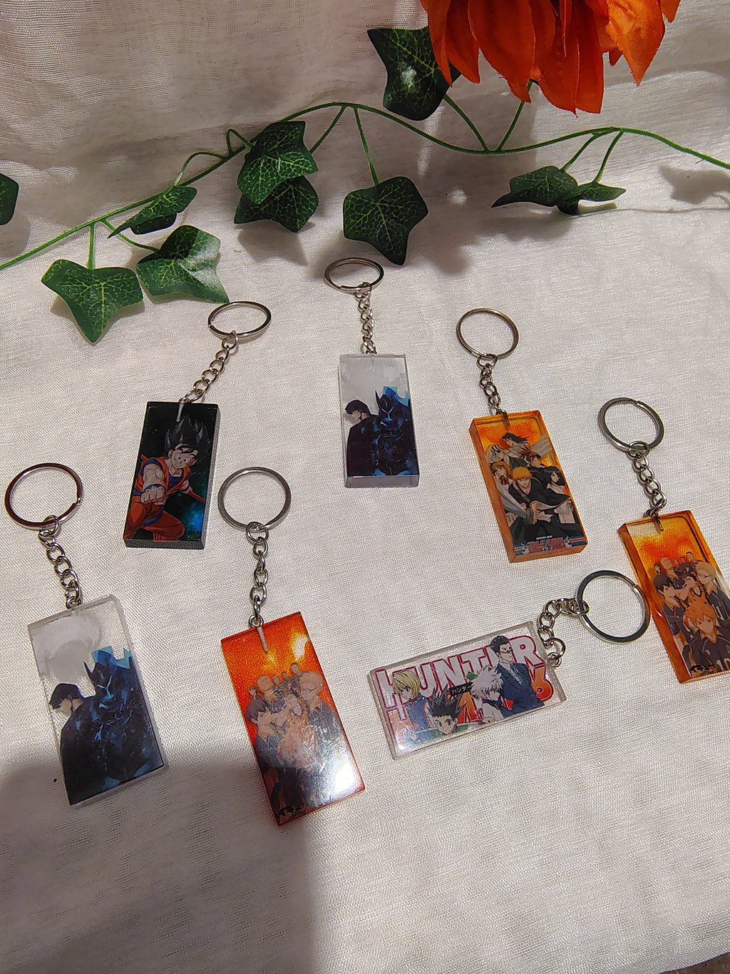 Porte-clés Manga / Anime en résine époxy fait main – Accessoire geek artisanal
