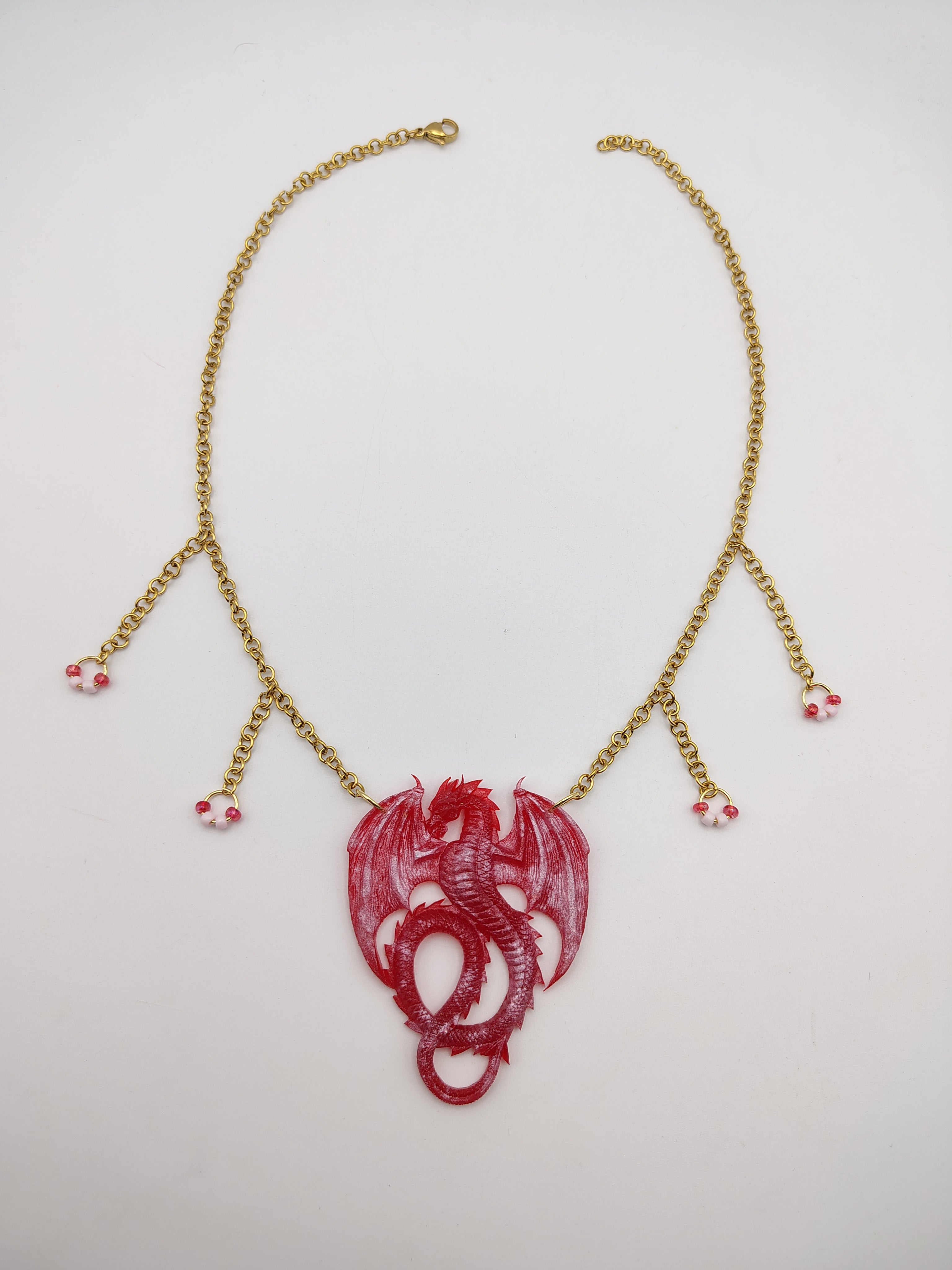 Collier Dragon en résine époxy fait main – Bijou fantasy artisanal