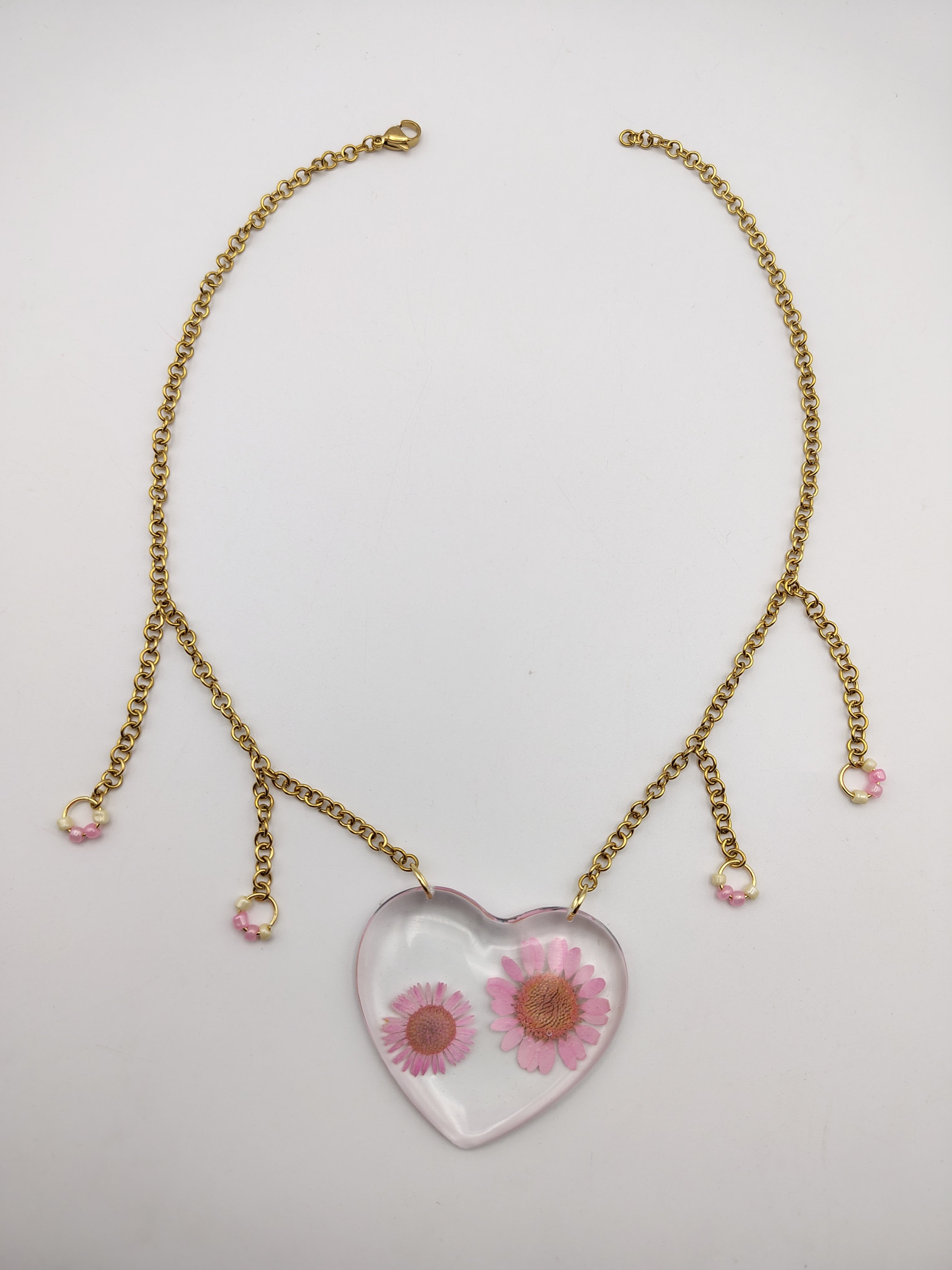 Collier Cœur en résine époxy fait main – Bijou romantique artisanal