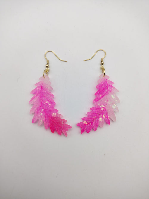 Boucles d’oreilles Feuille en résine époxy faites main – Bijou nature artisanal