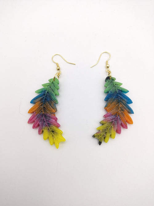 Boucles d’oreilles Feuille en résine époxy faites main – Bijou nature artisanal