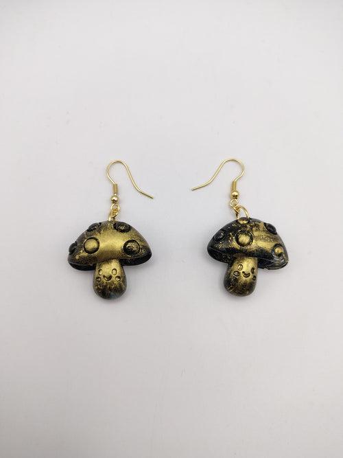 Boucles d’oreilles Champignon en résine époxy fait main – Bijou féerique artisanal