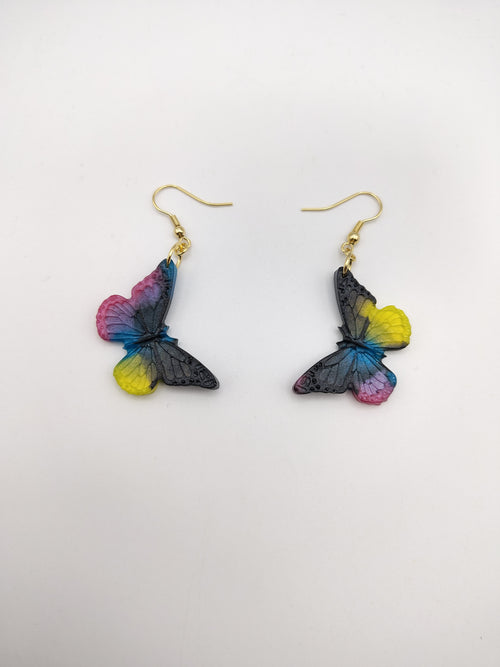 Boucles d’oreilles Papillon en résine époxy faites main – Bijou féerique artisanal