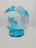 Chat Lune en Résine Époxy – Décoration Artisanale