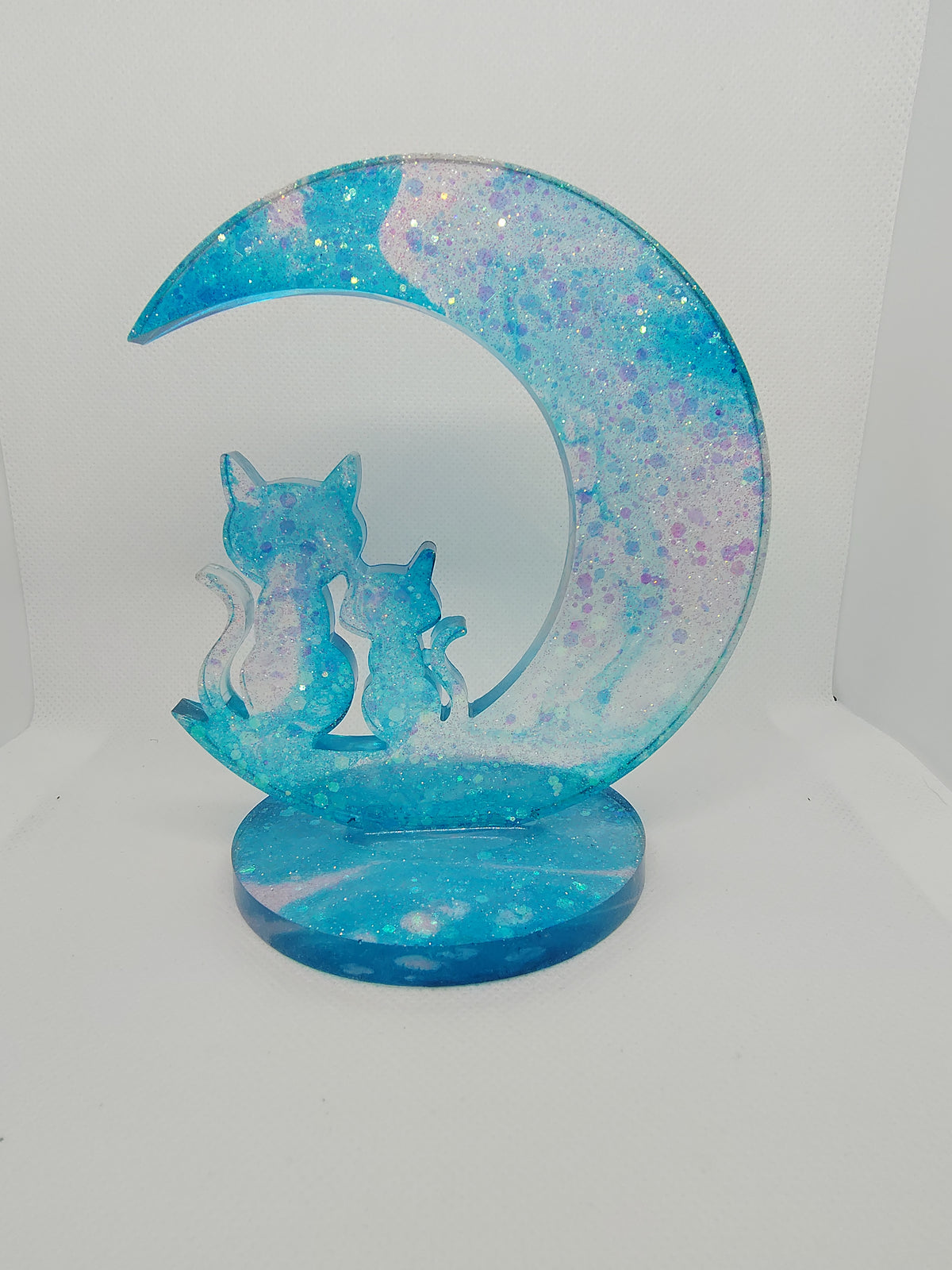 Chat Lune en Résine Époxy – Décoration Artisanale